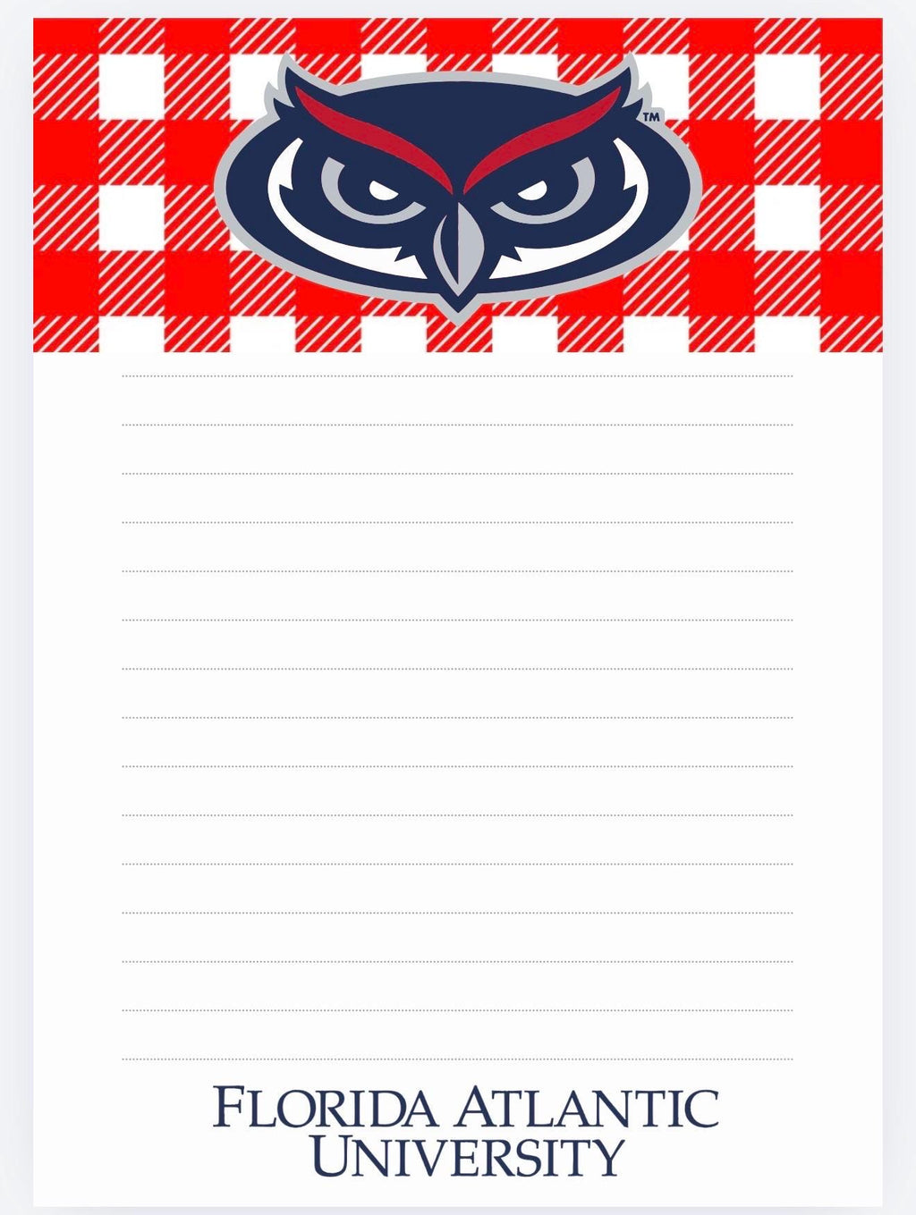 Florida Atlantic University Owls Notepad | College Dorm Desk Stationery (5x7)