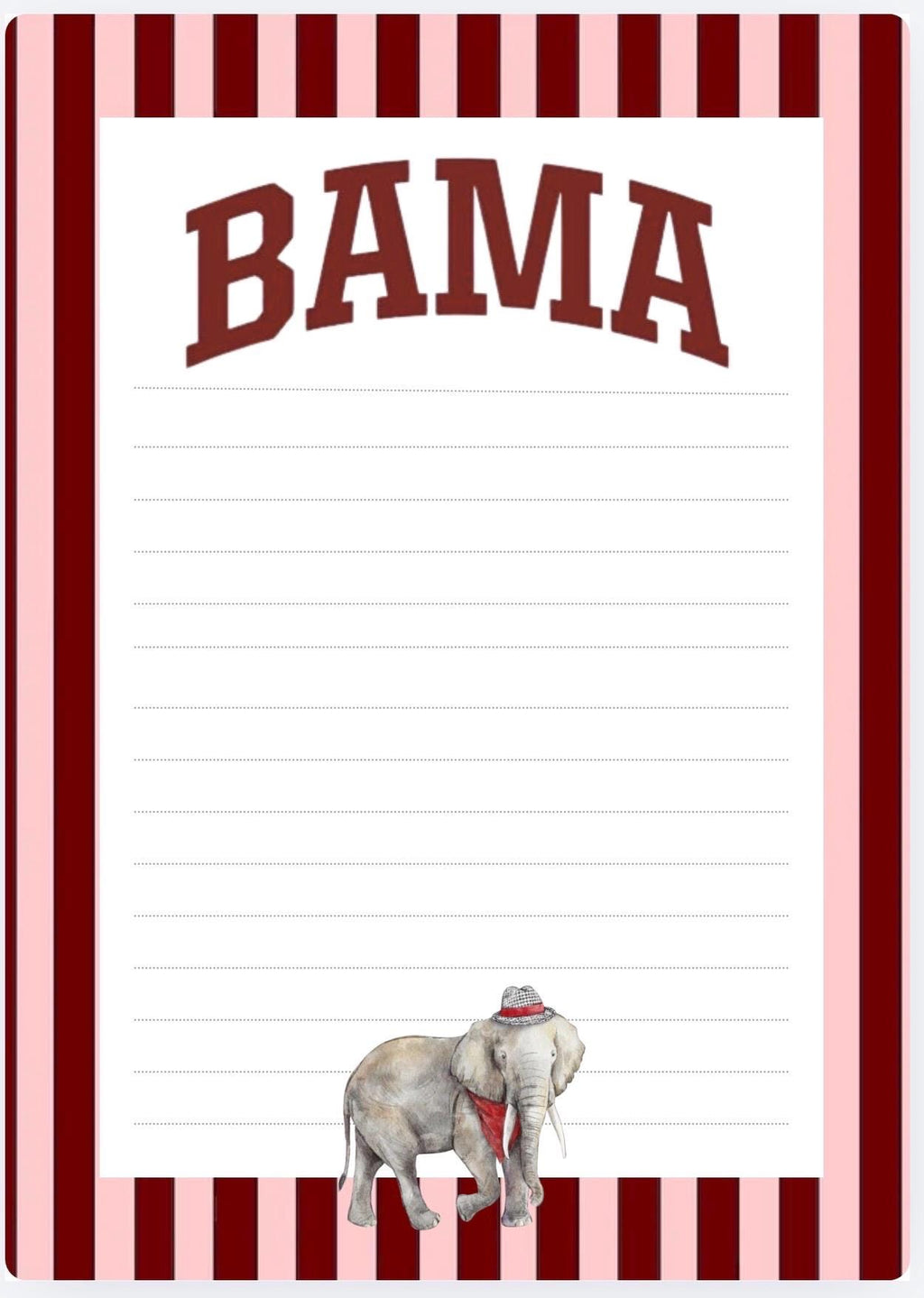 University of Alabama Notepad | Gameday Checklist, Roll Tide Stationery