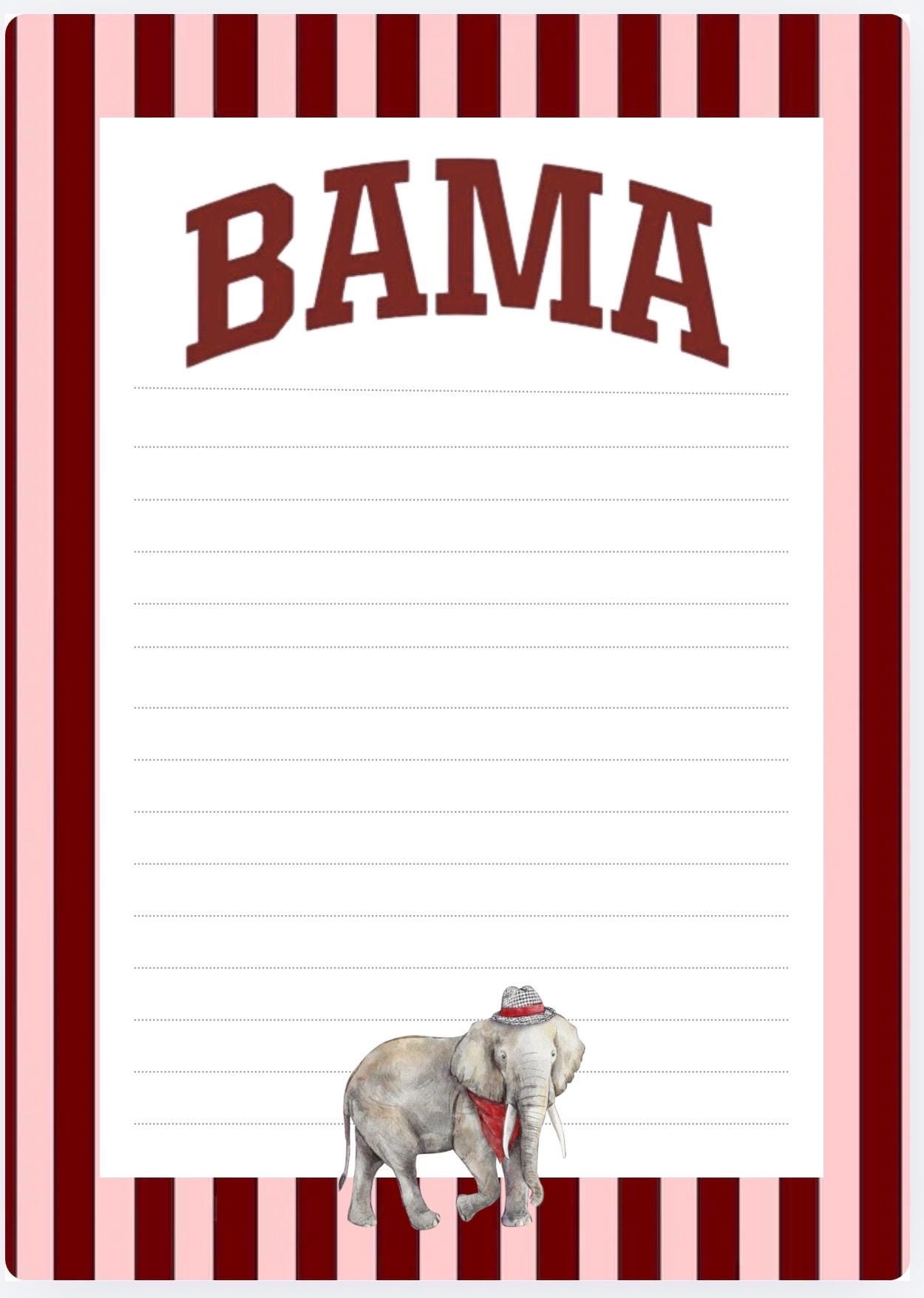 University of Alabama Notepad | Gameday Checklist, Roll Tide Stationery