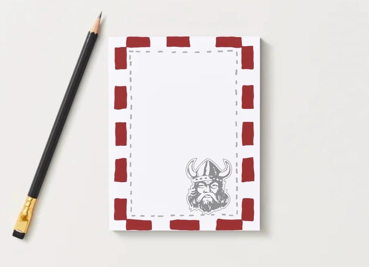 Lowndes Vikings Notepad | Game Day List Pad | Collegiate Style Desk Pad