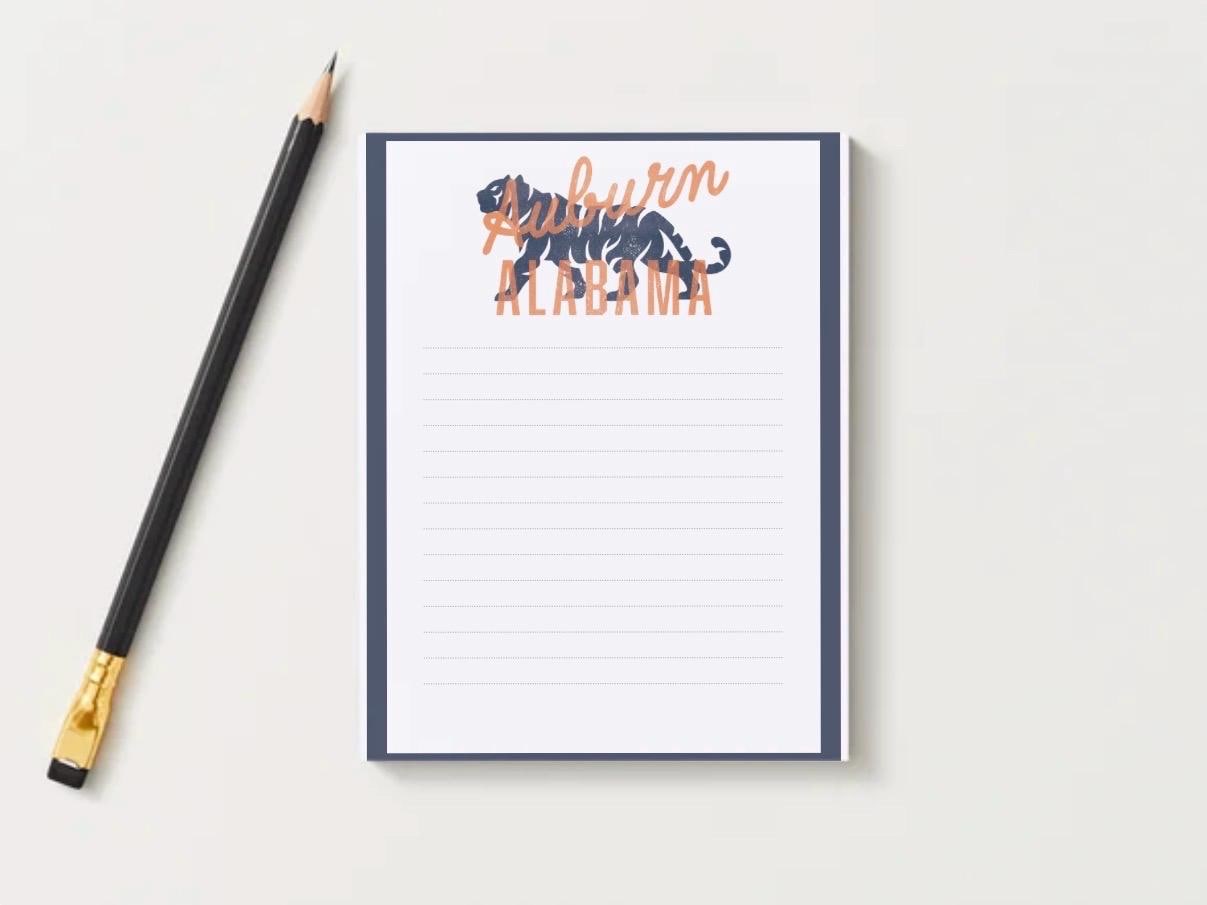 Inspired Tigers Notepad | College Gameday Tailgate Checklist, Student Desk Pad