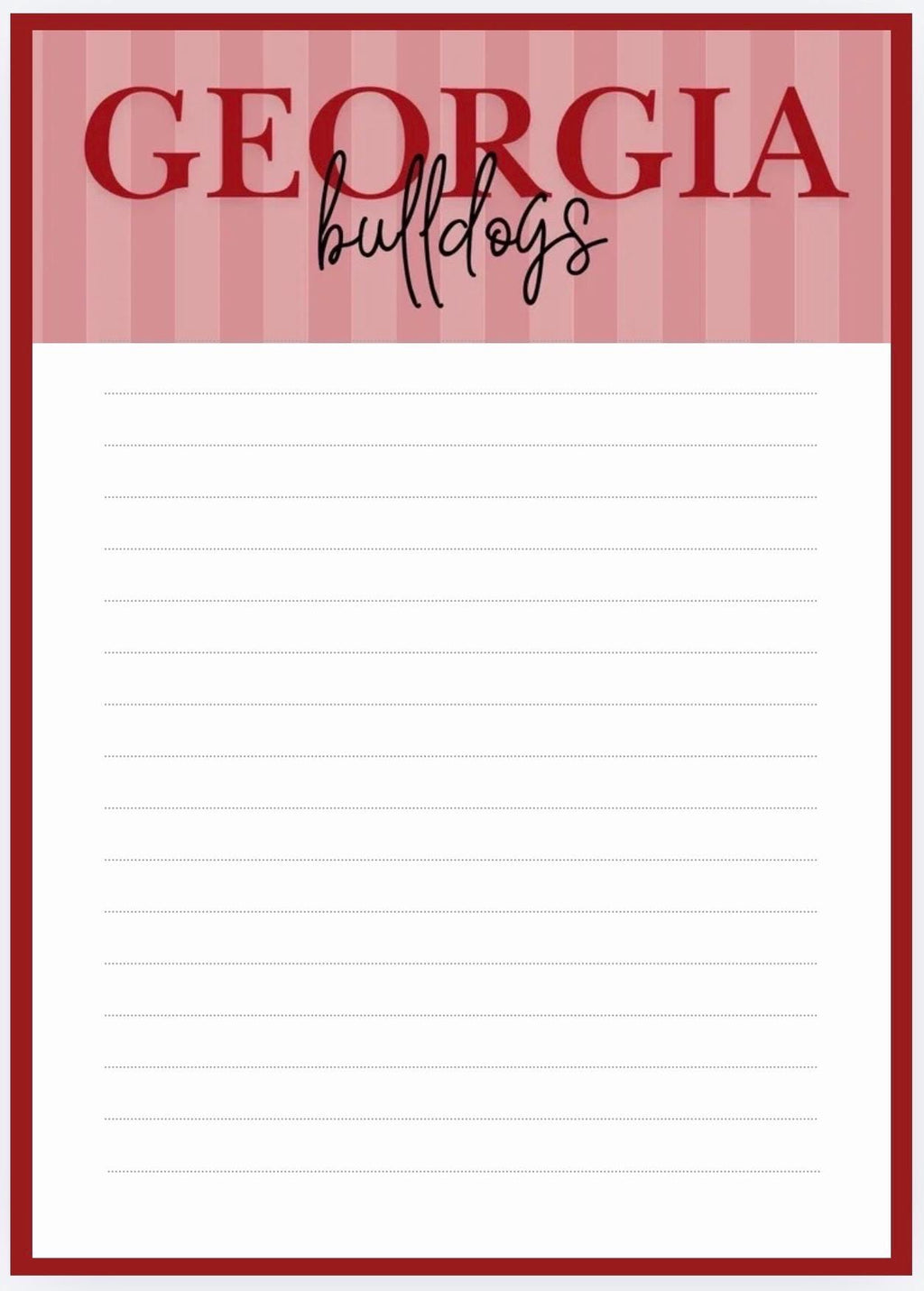 University of Georgia Notepad | UGA Gameday Checklist | Bulldog Fan Gift | College Student Stationery