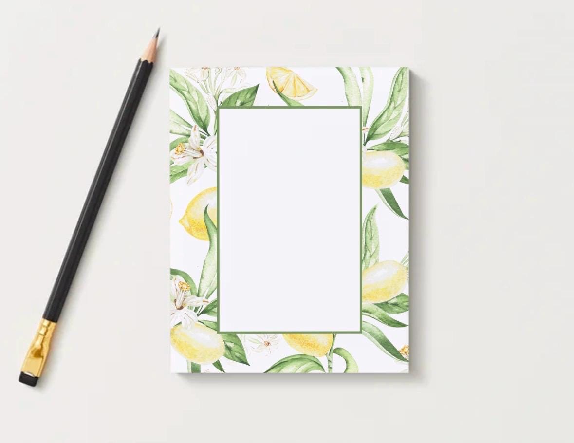 Lemon Notepad, Preppy Summer Stationery, Citrus To-Do List Pad