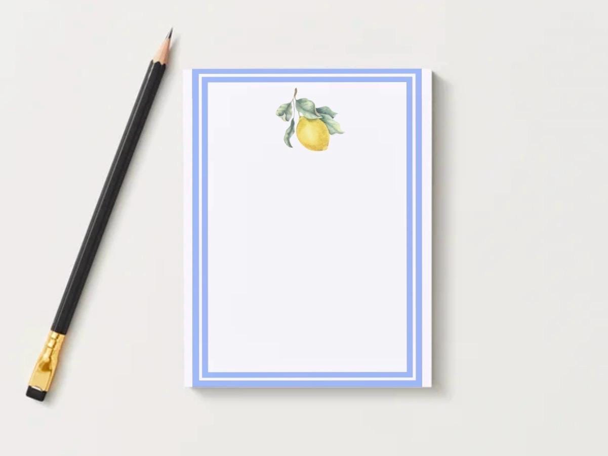 Lemon Notepad, Preppy Summer Stationery, College Dorm Decor, Teacher Gift, Grocery List Pad