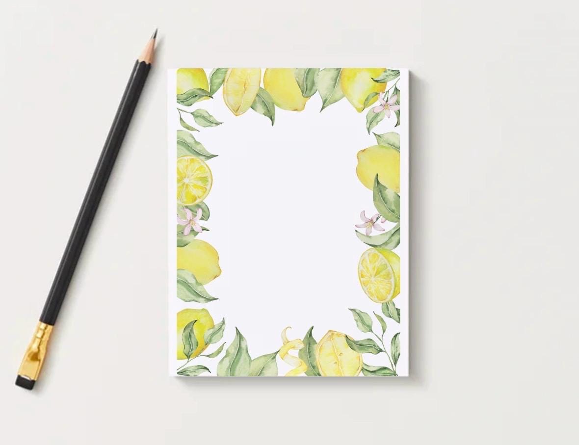 Lemon Notepad, Preppy Summer Stationery, College Dorm Decor, Citrus List Pad