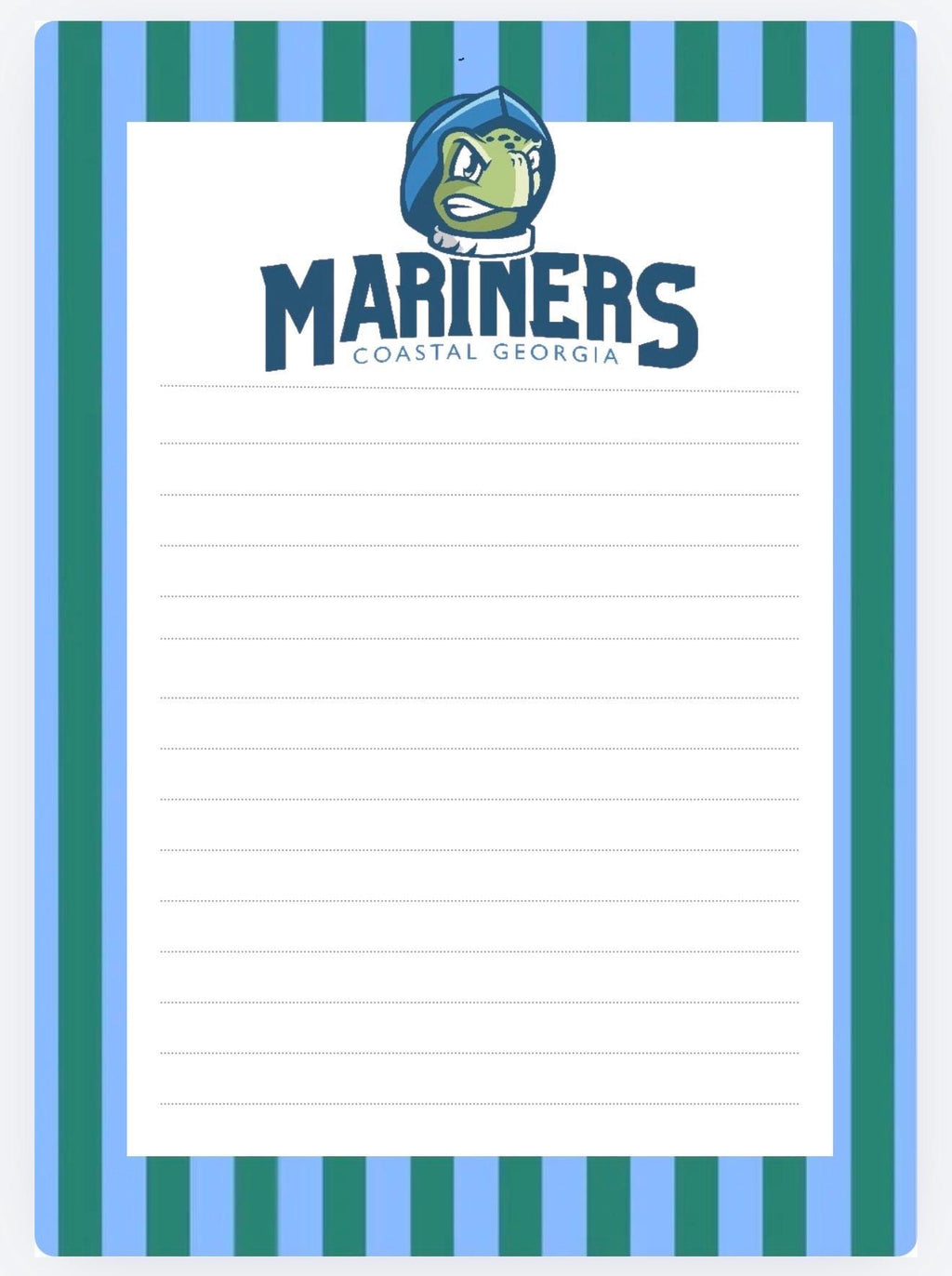 Coastal Georgia Mariners Notepad | Preppy Blue Gold Stationery (5x7)