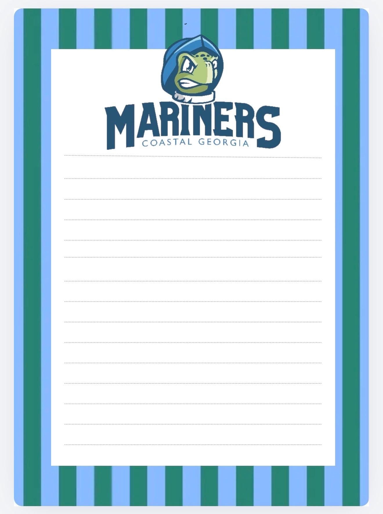 Coastal Georgia Mariners Notepad | Preppy Blue Gold Stationery (5x7)