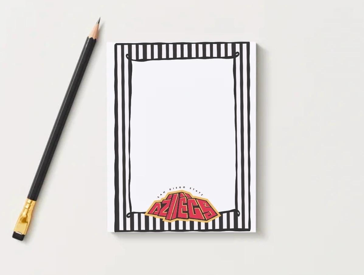 San Diego State Aztecs Notepad | Red Black Collegiate Desk Pad | Campus Stationery