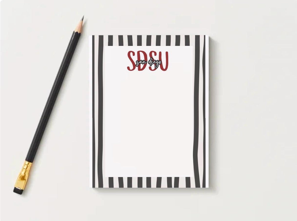 San Diego College Notepad | Red Black Desk Pad | West Coast Campus Stationery