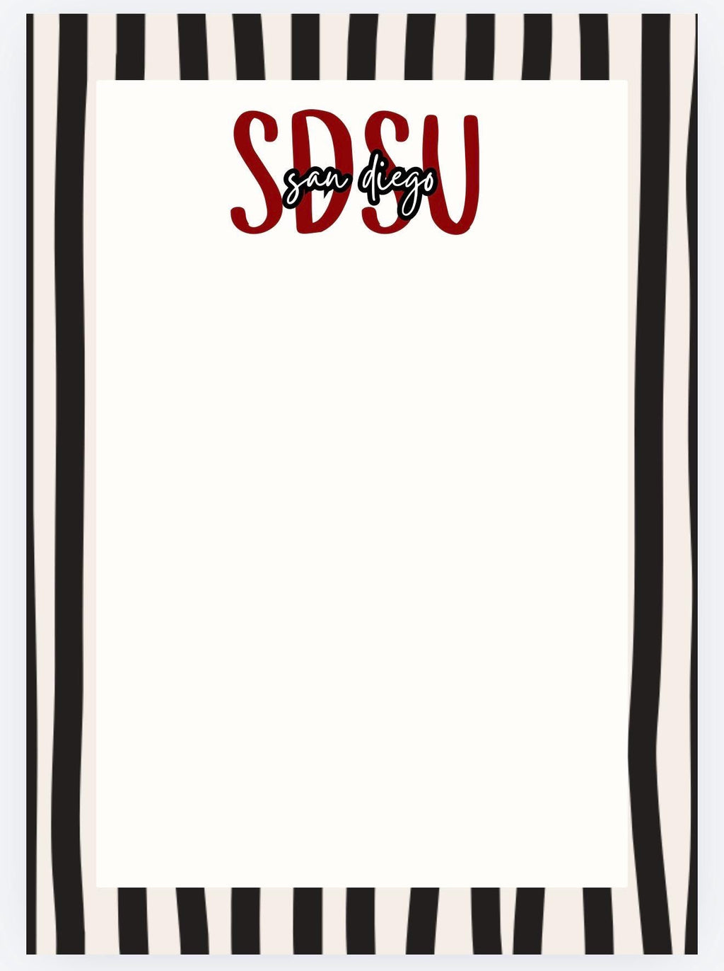 San Diego College Notepad | Red Black Desk Pad | West Coast Campus Stationery