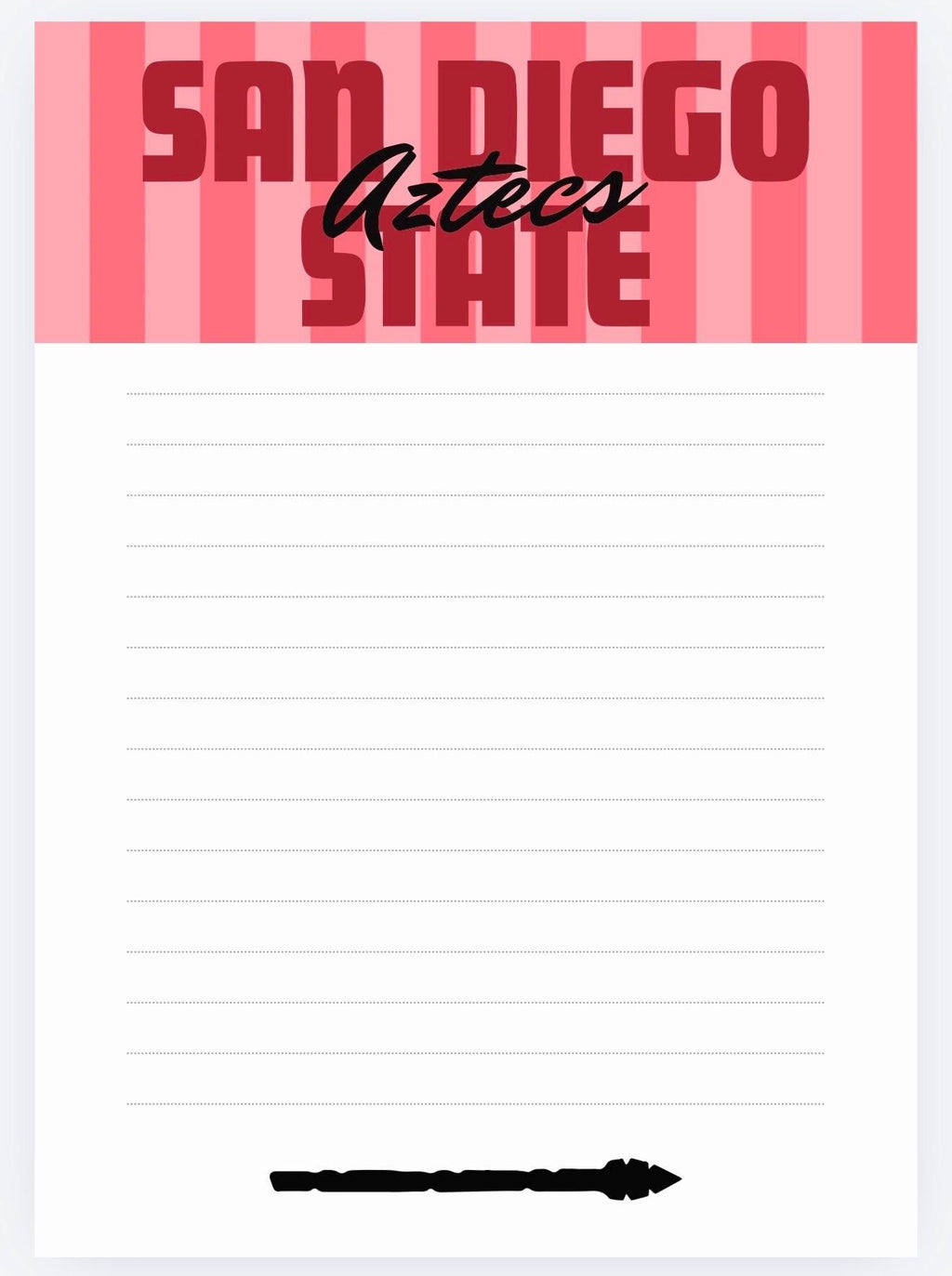 San Diego State Aztecs Notepad | Red Black Collegiate Desk Pad (5x7)
