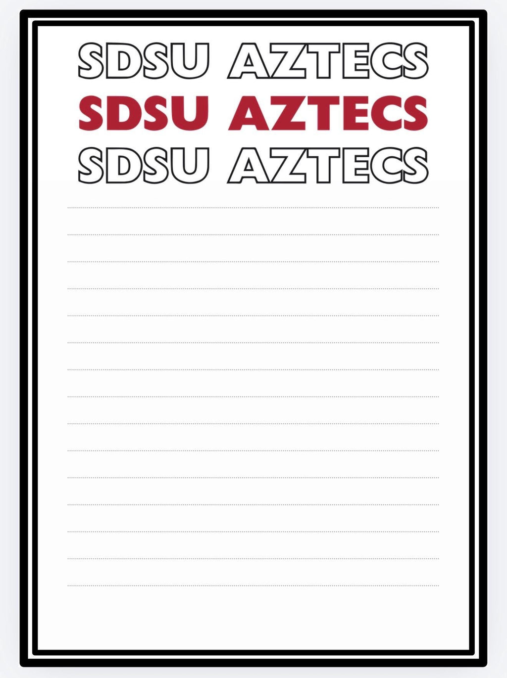 SDSU Aztecs Notepad | Red Black Collegiate Desk Pad | Campus Notes Stationery