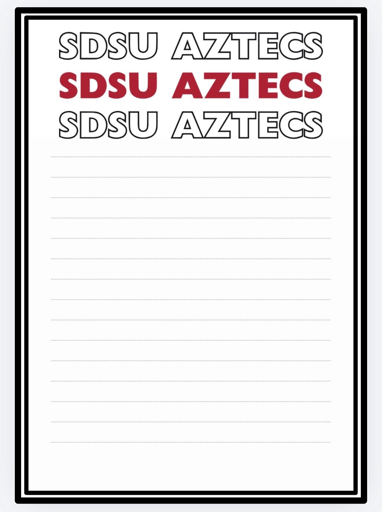 SDSU Aztecs Notepad | Red Black Collegiate Desk Pad | Campus Notes Stationery