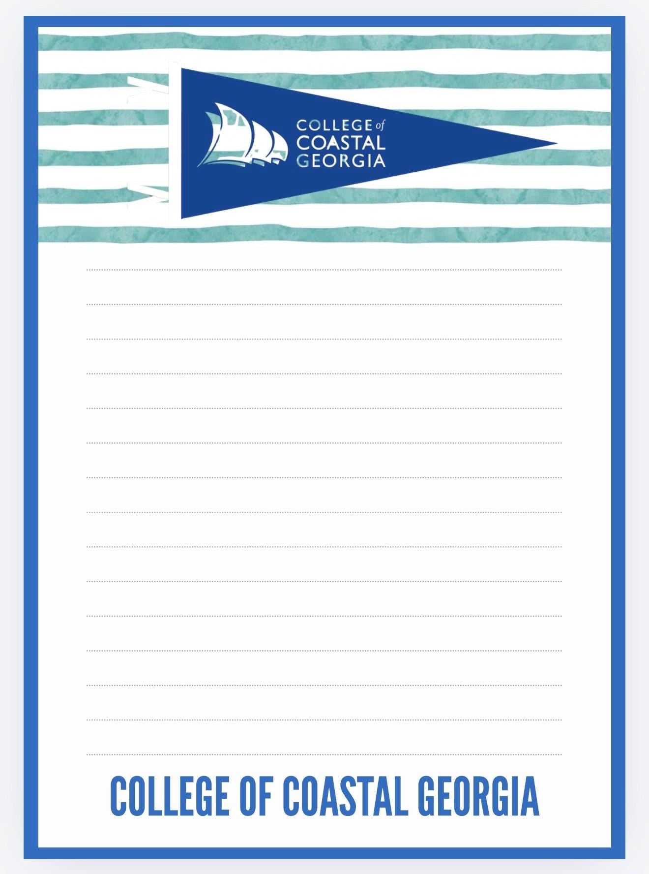 Coastal Georgia Notepad | College Notes | Preppy Blue Gold Stationery (5x7)