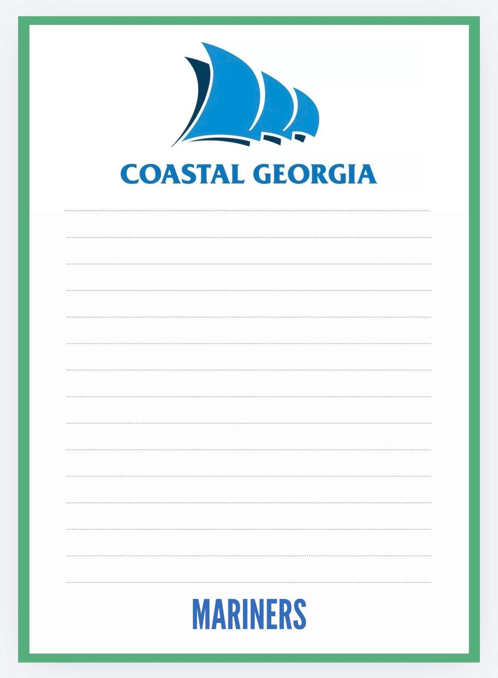 Coastal Georgia Mariners Notepad | Preppy Blue Gold Stationery | College Notes Desk Pad