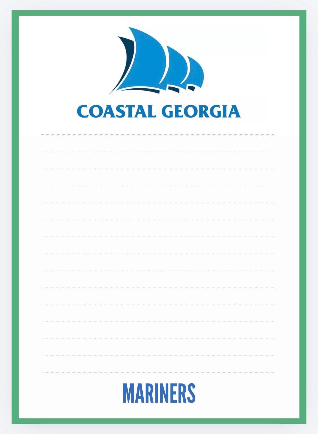 Coastal Georgia Mariners Notepad | Preppy Blue Gold Stationery | College Notes Desk Pad