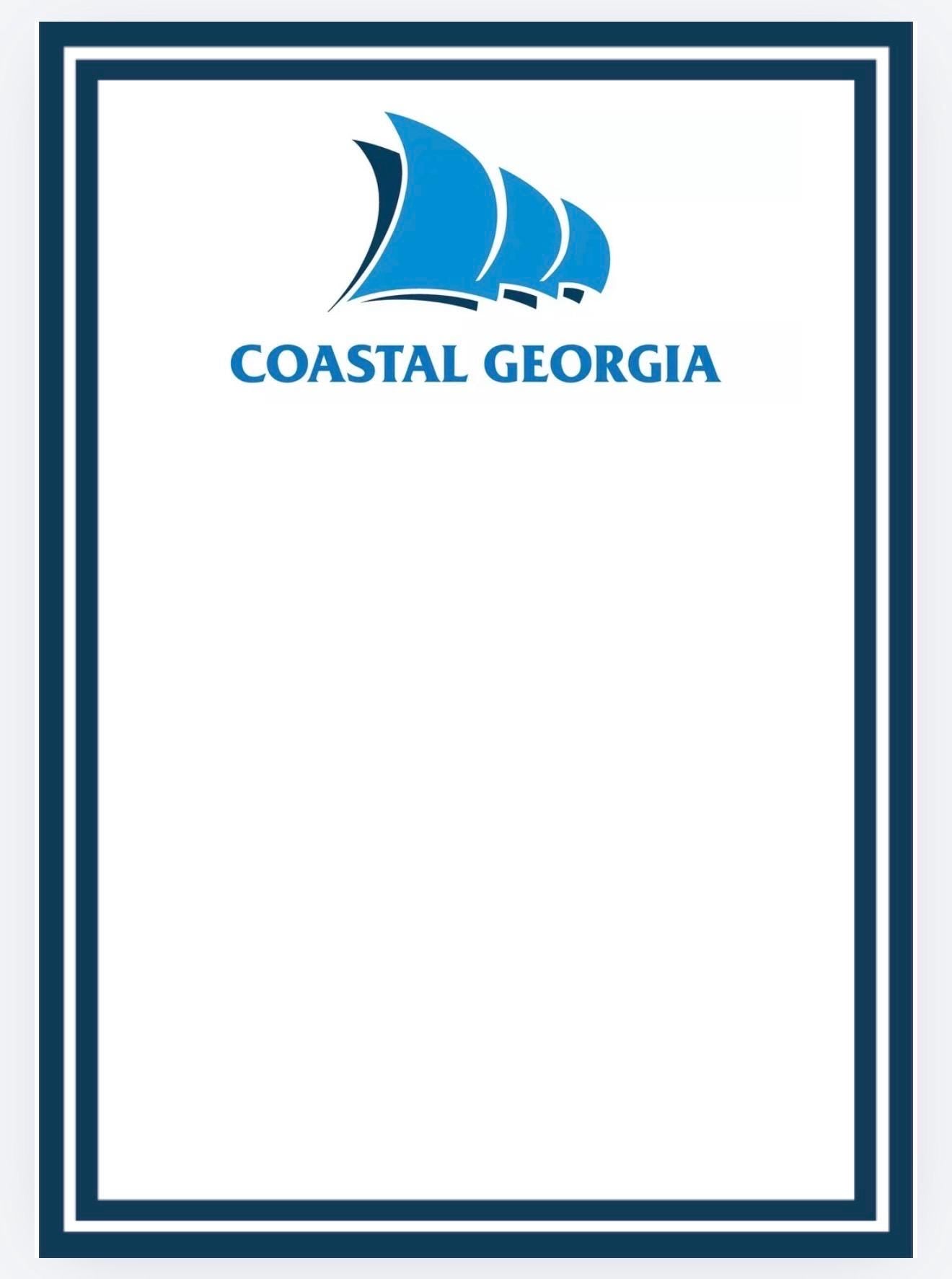 Coastal Georgia Notepad | Preppy Blue Gold Stationery | College Notes Desk Pad