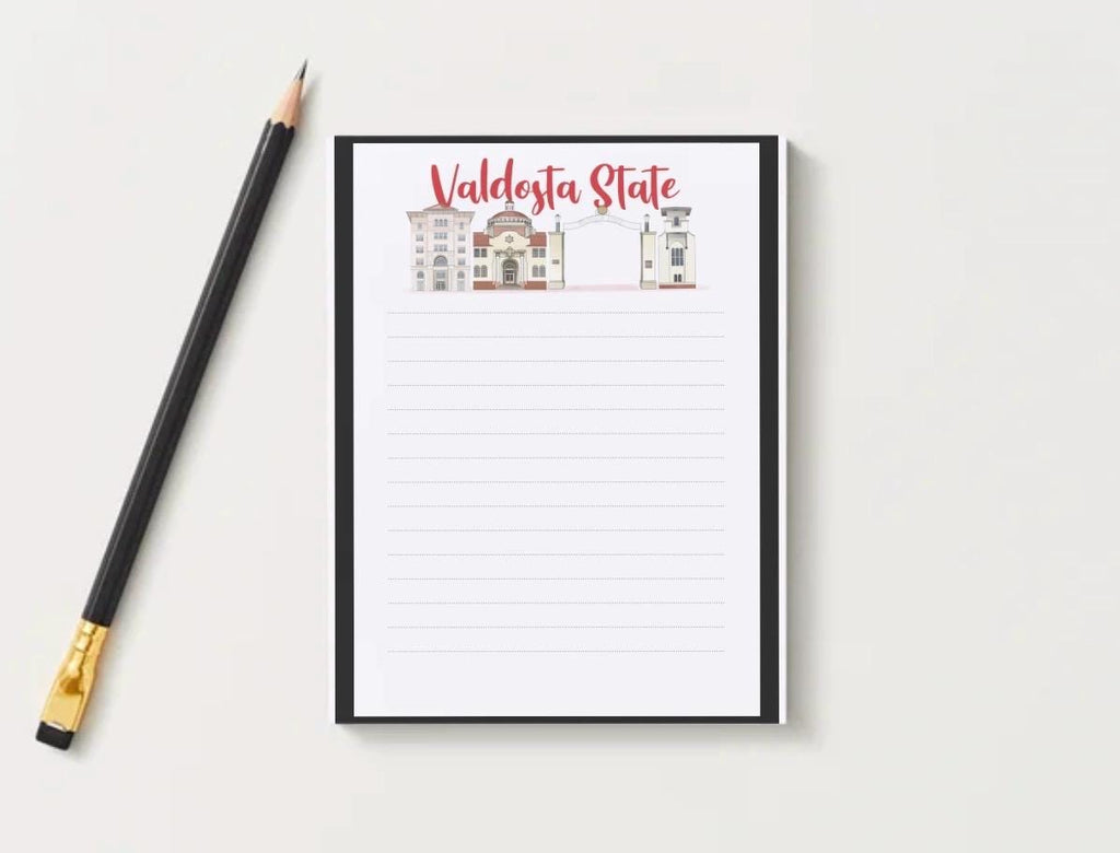 Valdosta State Notepad | Red Black College Desk Pad | Blazers Style Stationery Inspired