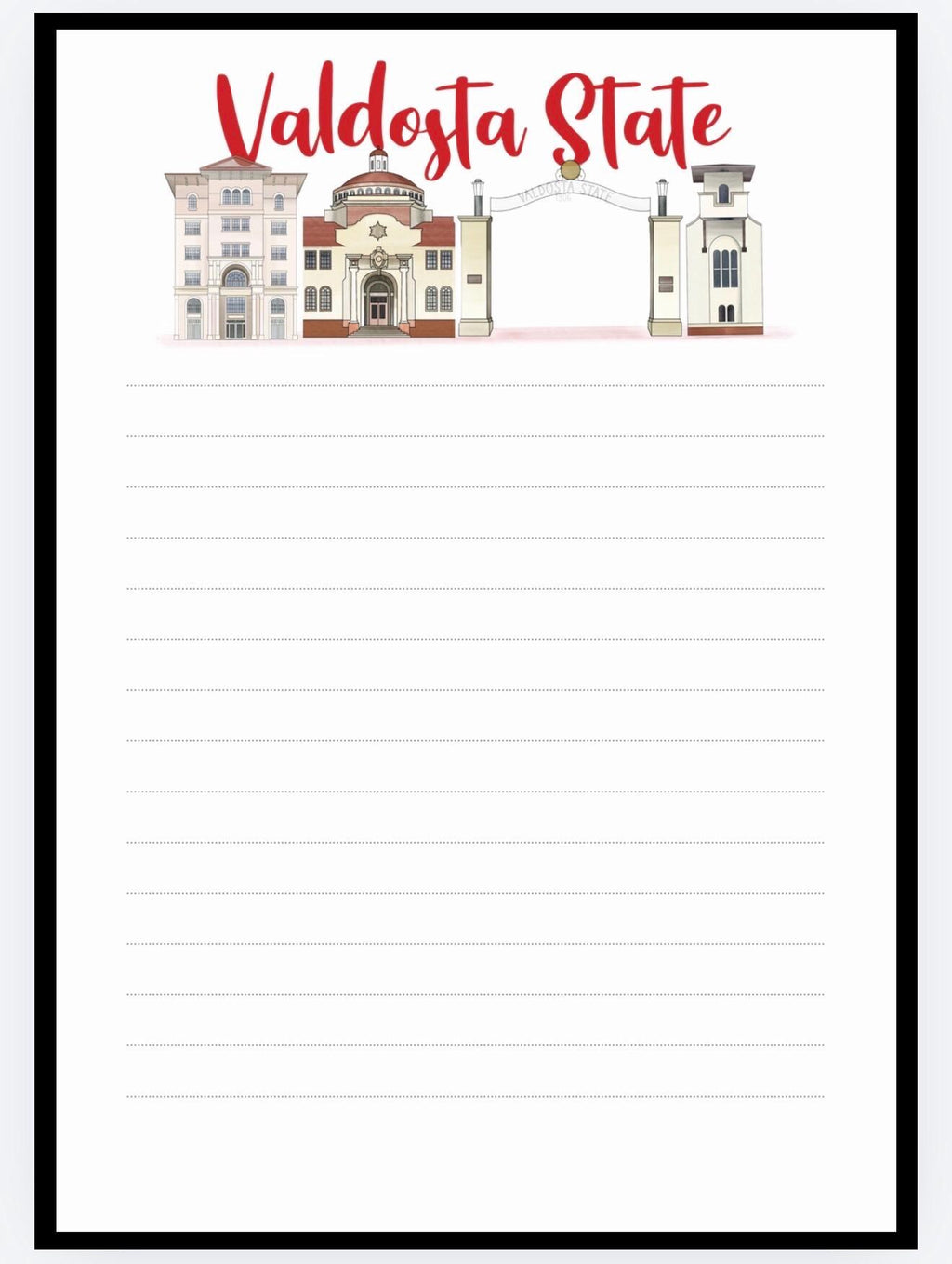 Valdosta State Notepad | Red Black College Desk Pad | Blazers Style Stationery Inspired