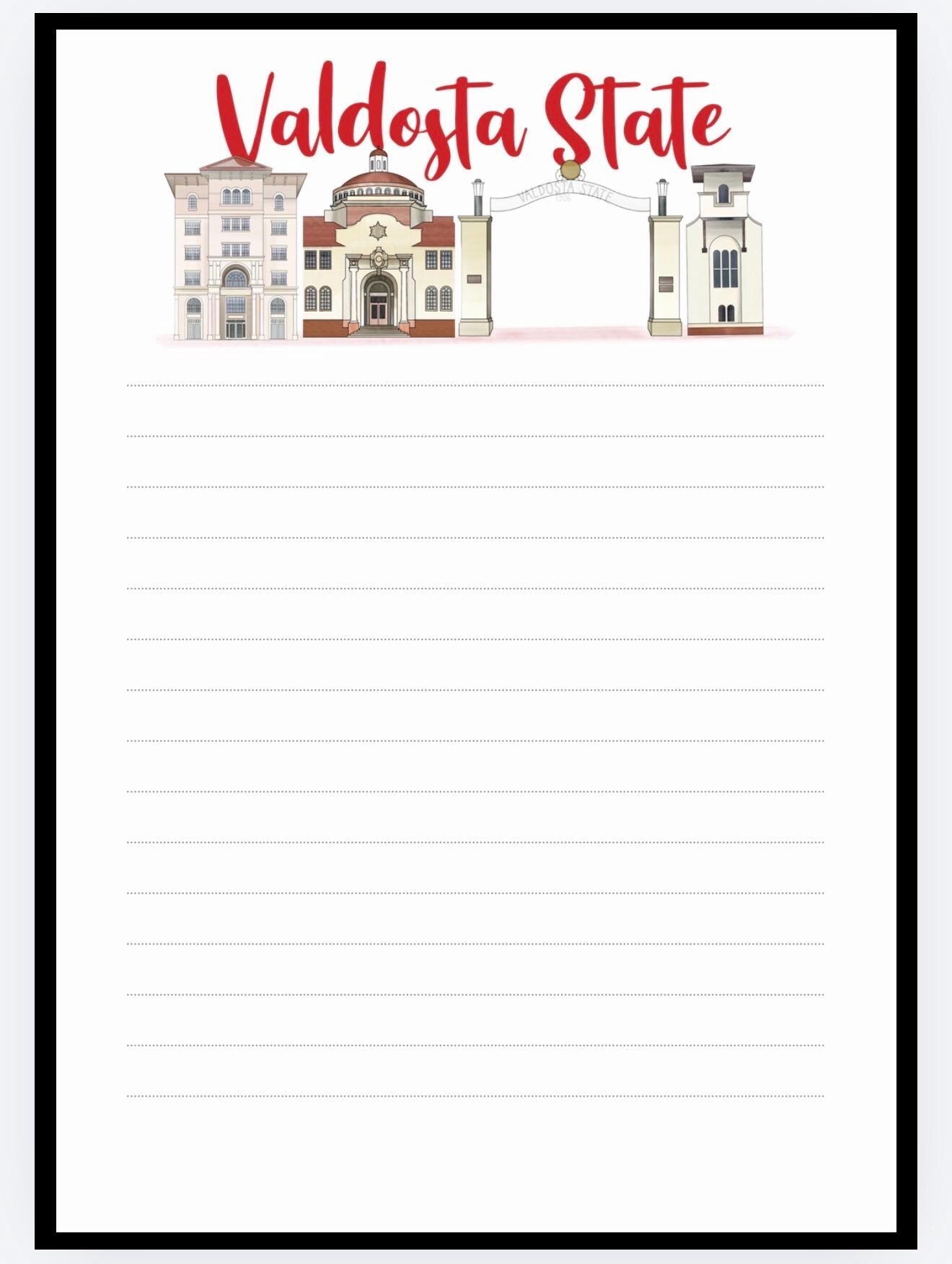 Valdosta State Notepad | Red Black College Desk Pad | Blazers Style Stationery Inspired