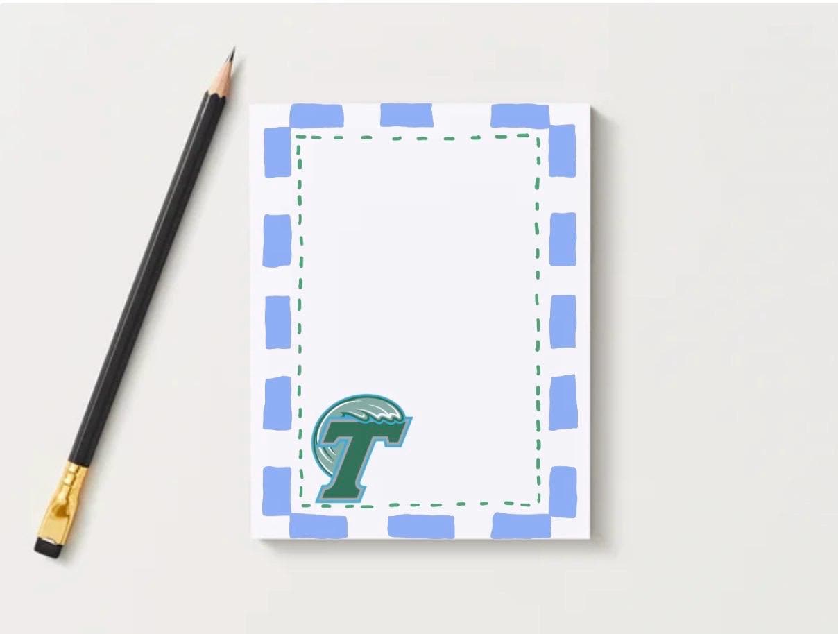 Tulane University Inspired Notepad | Collegiate Green Wave Stationery Desk Accessory