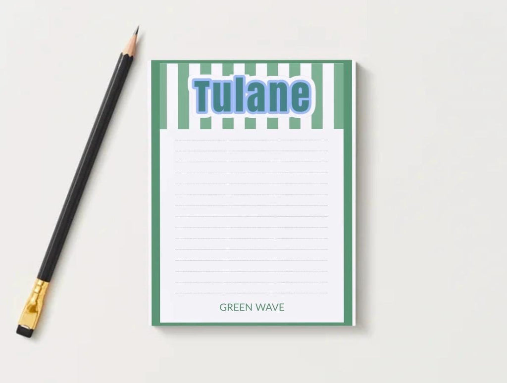Tulane University Inspired Notepad | Green Wave Stationery | College Dorm Desk Accessories