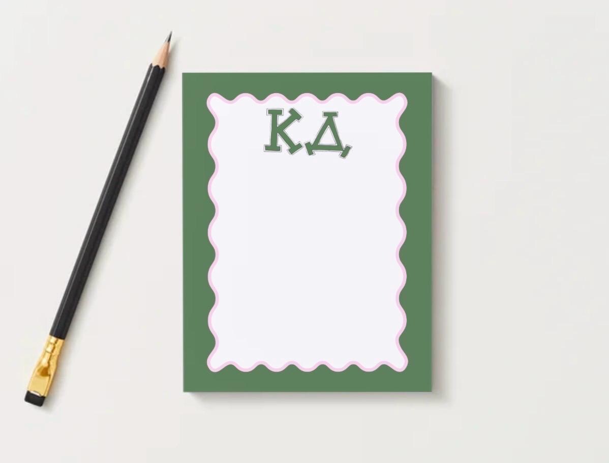 Kappa Delta Notepad | KD Sorority Gift | Greek Letter Stationery | Bid Day Big Little