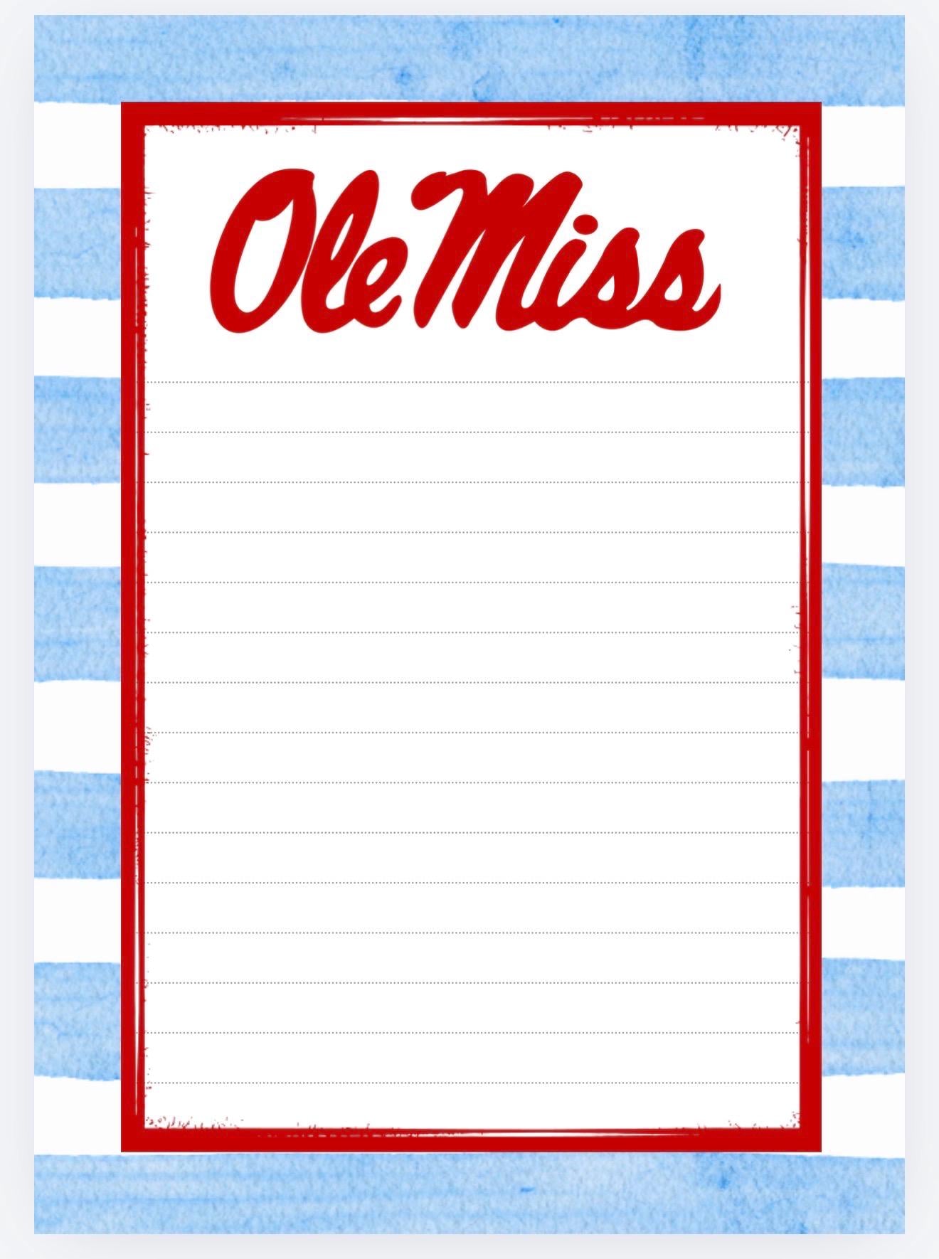 Ole Miss Rebels Gameday Checklist Notepad | College Student Stationery