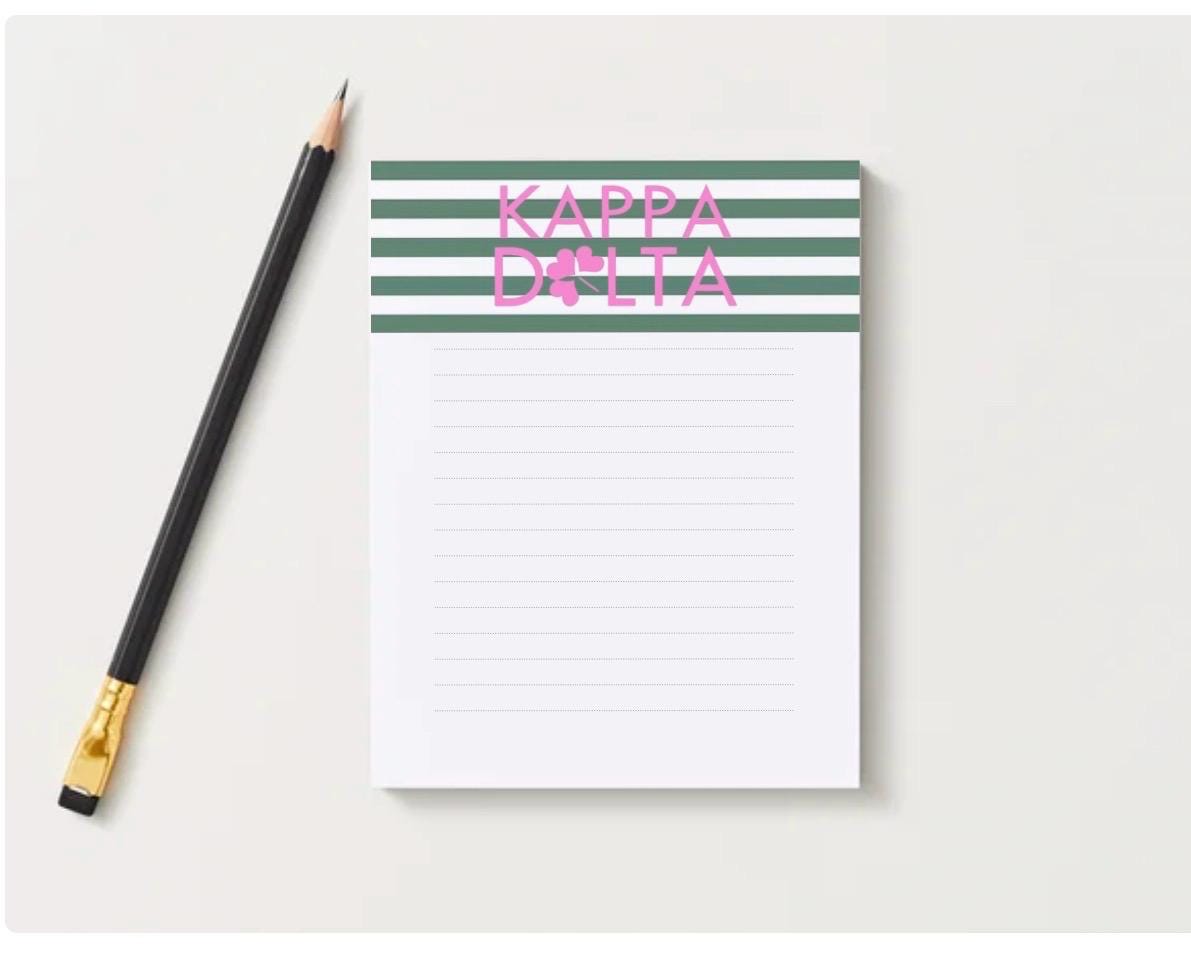 Kappa Delta Notepad | KD Sorority Gift | Collegiate Stationery | Bid Day, Big Little Reveal
