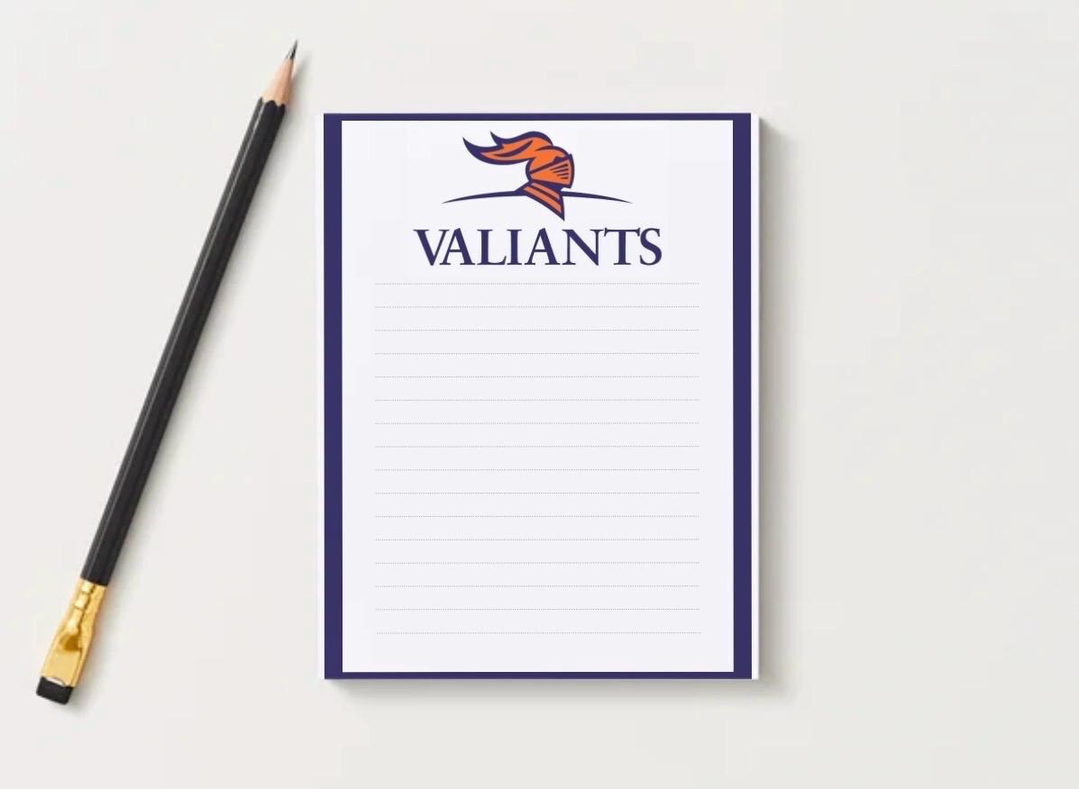 Valwood Valiants Notepad | School Spirit Stationery | Personalized Teacher Gift