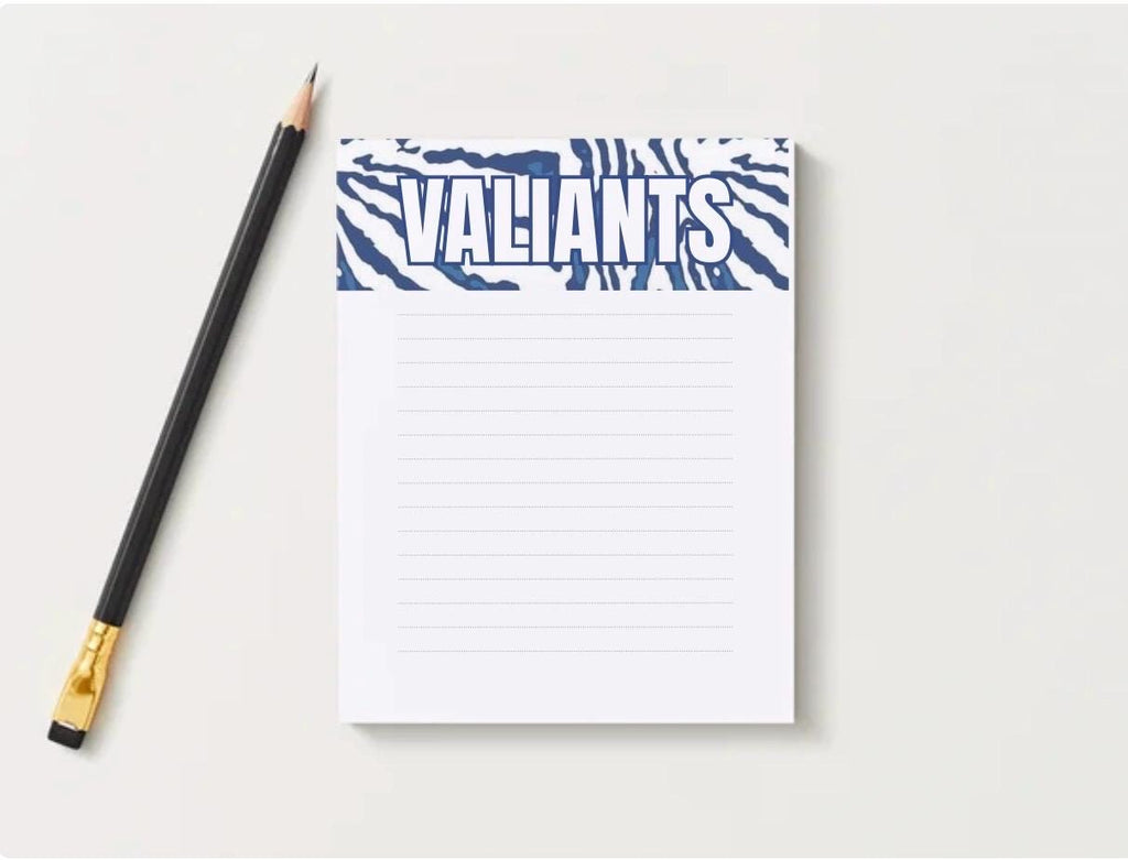 Valwood Valiants Notepad | School Spirit Stationery | 5x7 Desk Pad