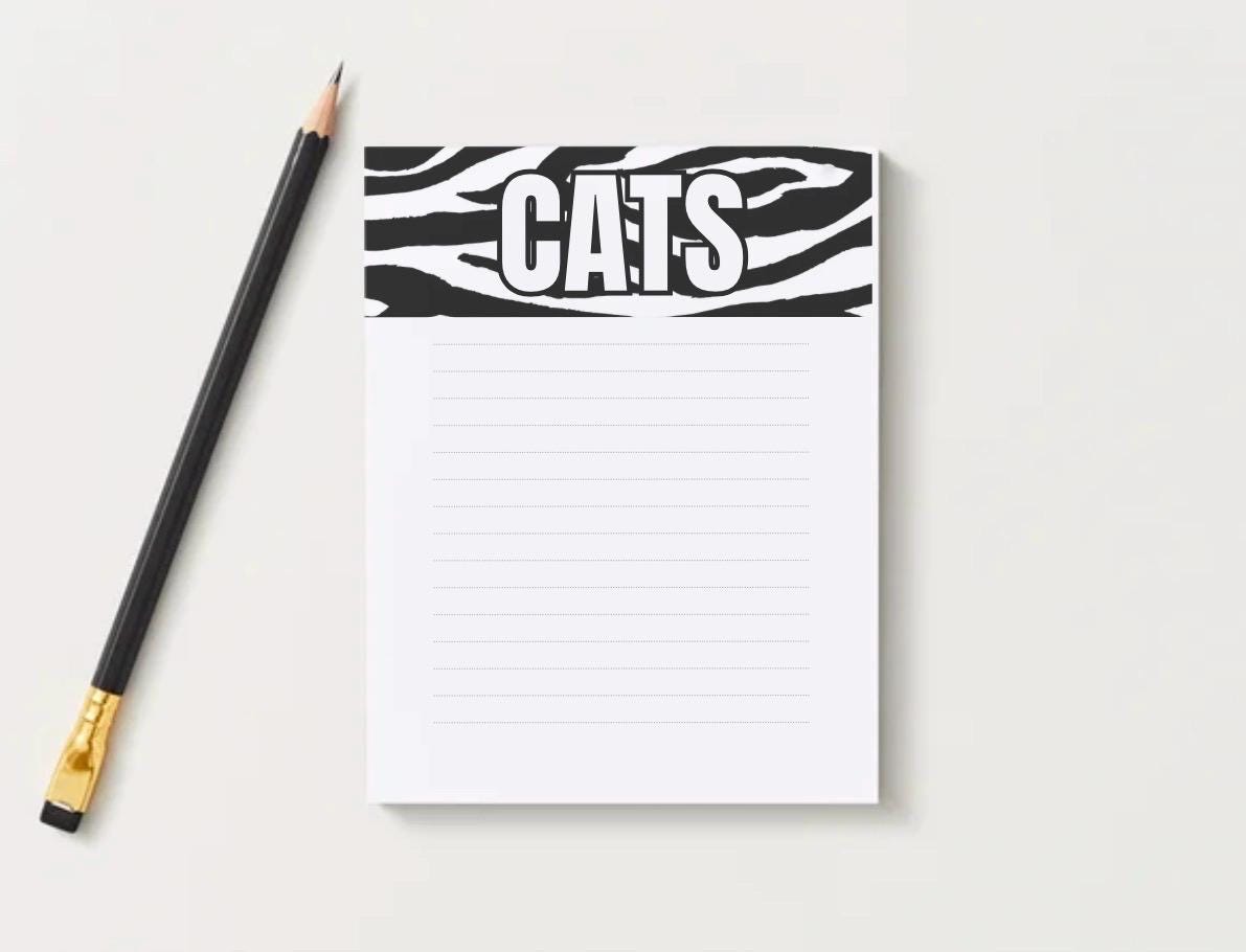 Cats Notepad | Zebra Print Stationery | Animal Lover Gift
