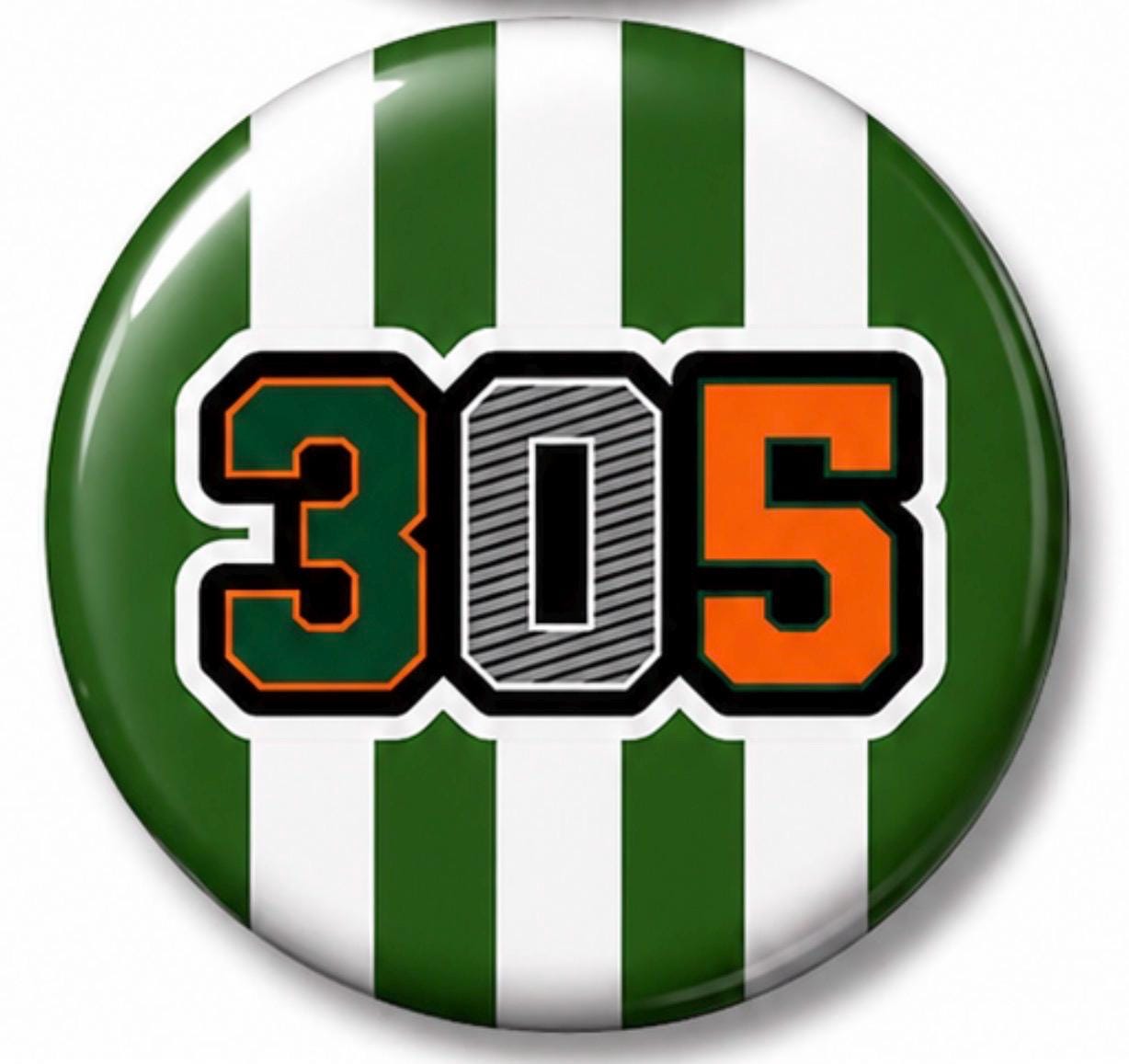 Miami Inspired Game Day Buttons | Orange Green Football Spirit Pins (3" Round)