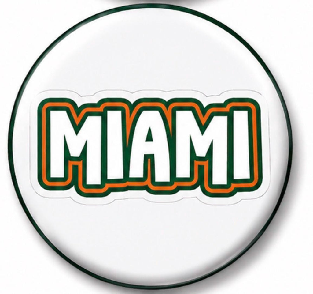 Miami Inspired Game Day Buttons | Orange Green Football Spirit Pins | College Tailgate Accessories
