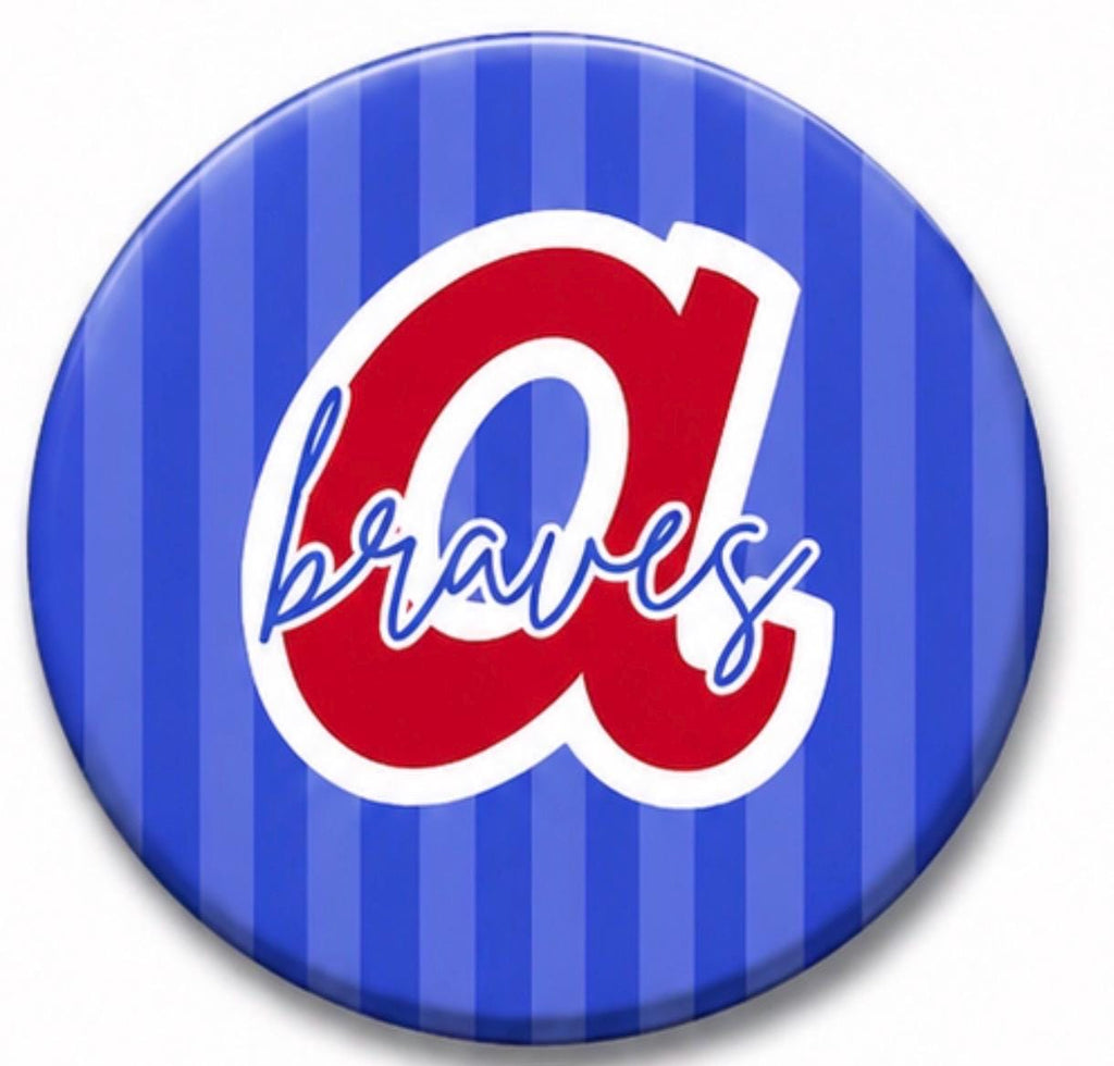 Atlanta Braves Inspired Baseball Buttons | Game Day Fan Pins | Tailgate Accessories