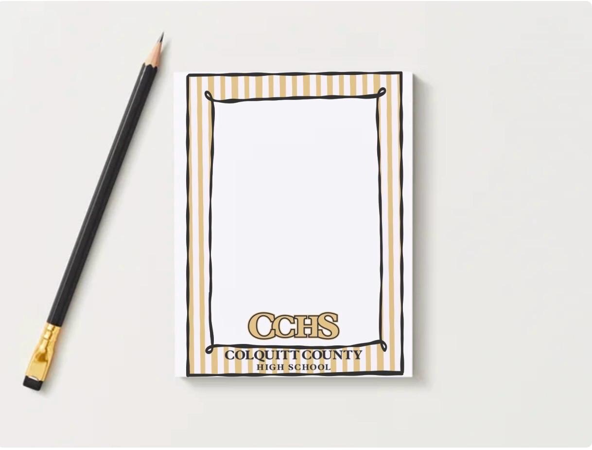 Colquitt County Packers Notepad | Gold & Black School Spirit | Teacher Gift | Game Day Desk Pad
