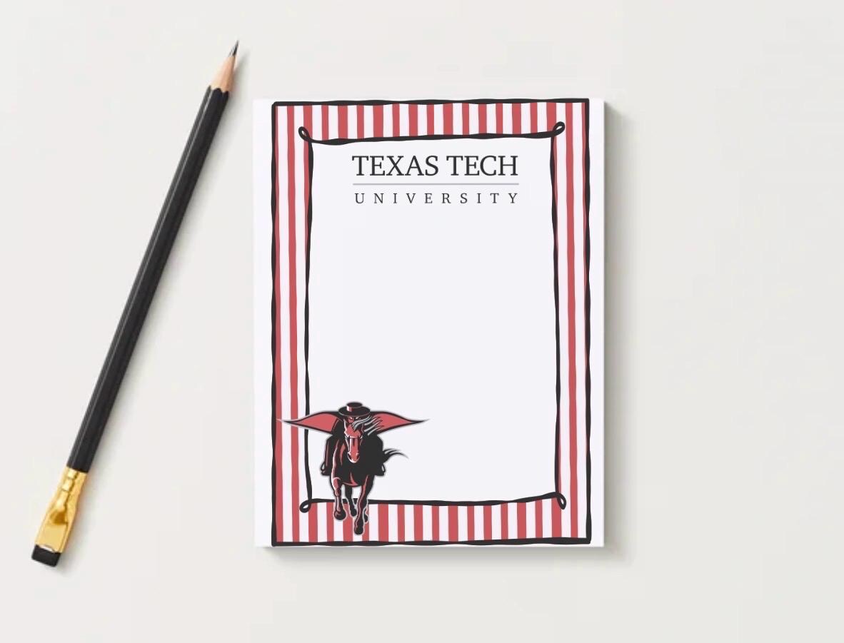 Texas Tech Notepad | Red Raiders Collegiate Stationery | 5x7 Desk Pad