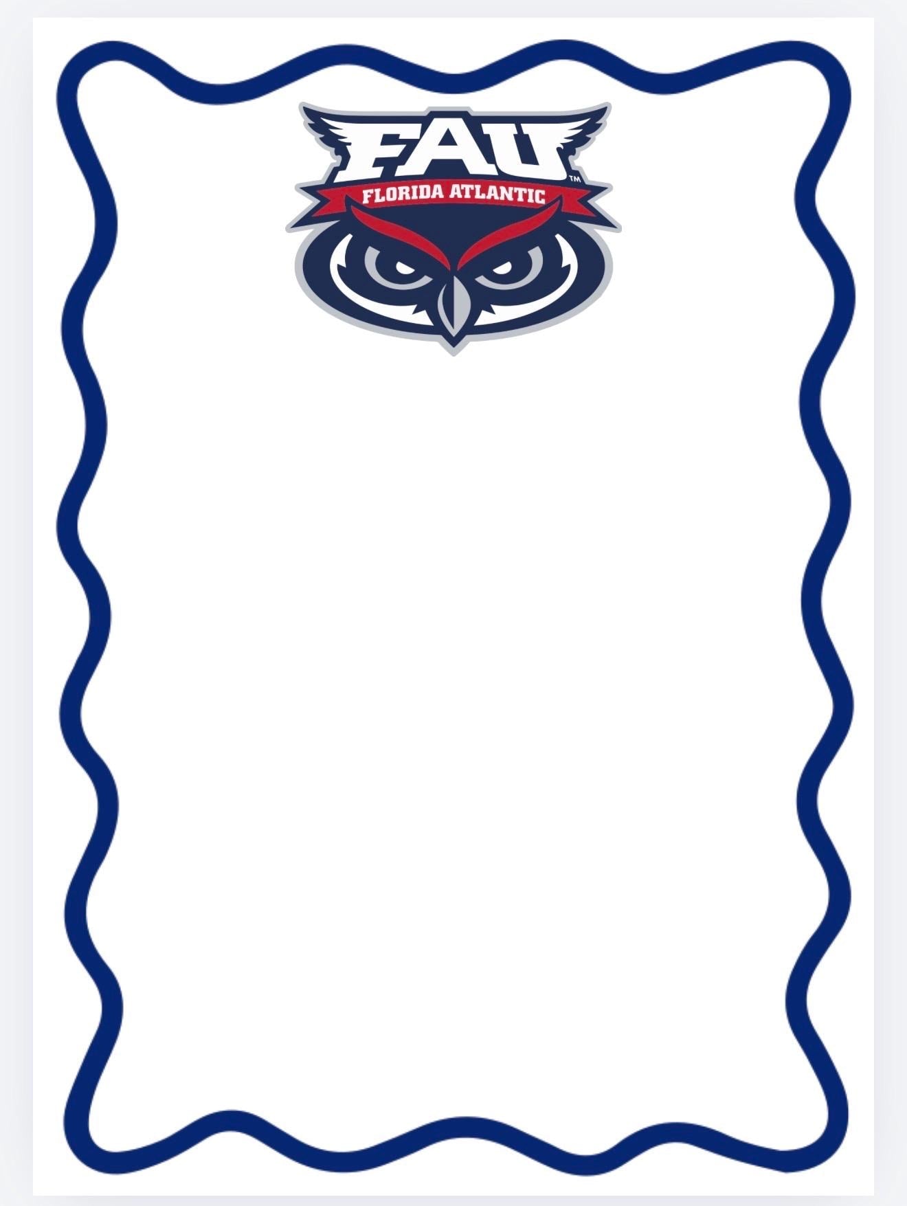 Florida Atlantic Owls Notepad | FAU College Dorm Desk Stationery (5x7)