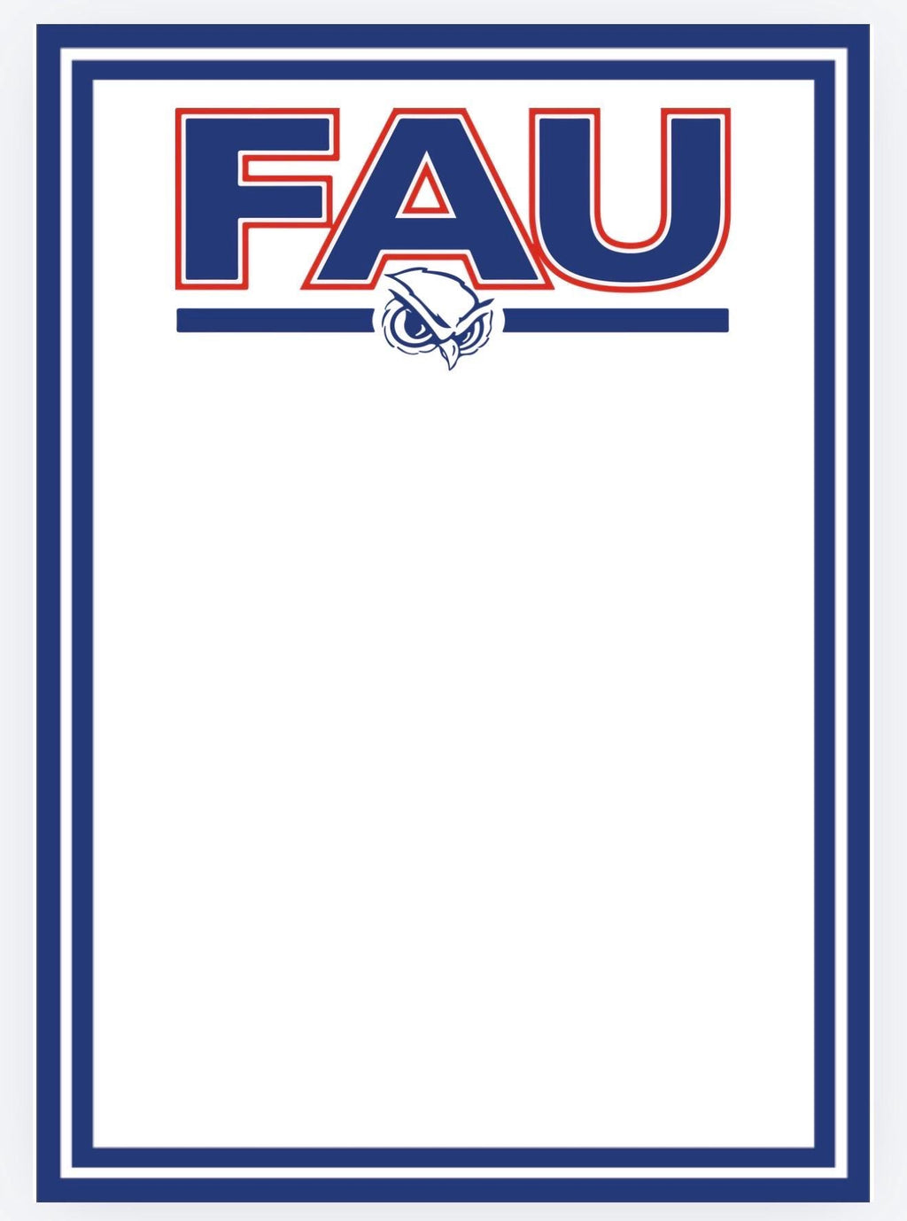 FAU Owls Notepad | Florida Atlantic University College Stationery (5x7)