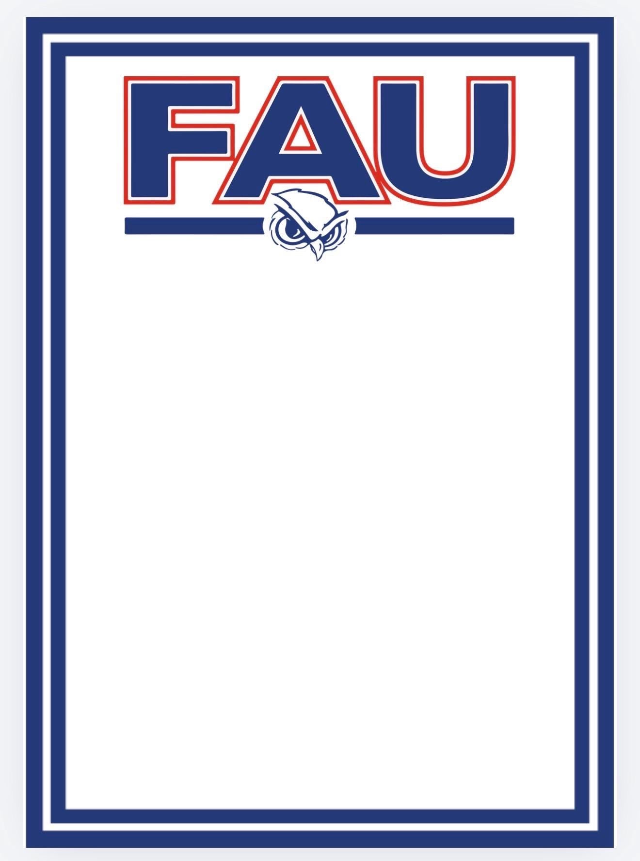 FAU Owls Notepad | Florida Atlantic University College Stationery (5x7)