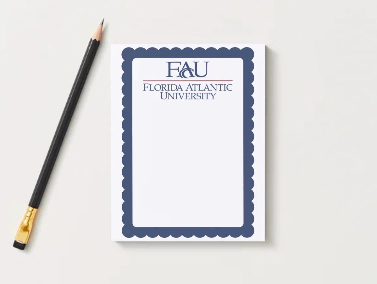 Florida Atlantic University Notepad | FAU Owls College Stationery (5x7)
