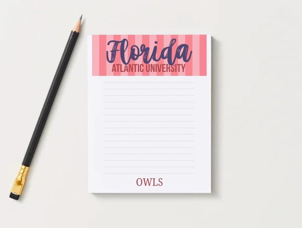 Florida Atlantic University Owls Notepad | College Dorm Desk Accessory