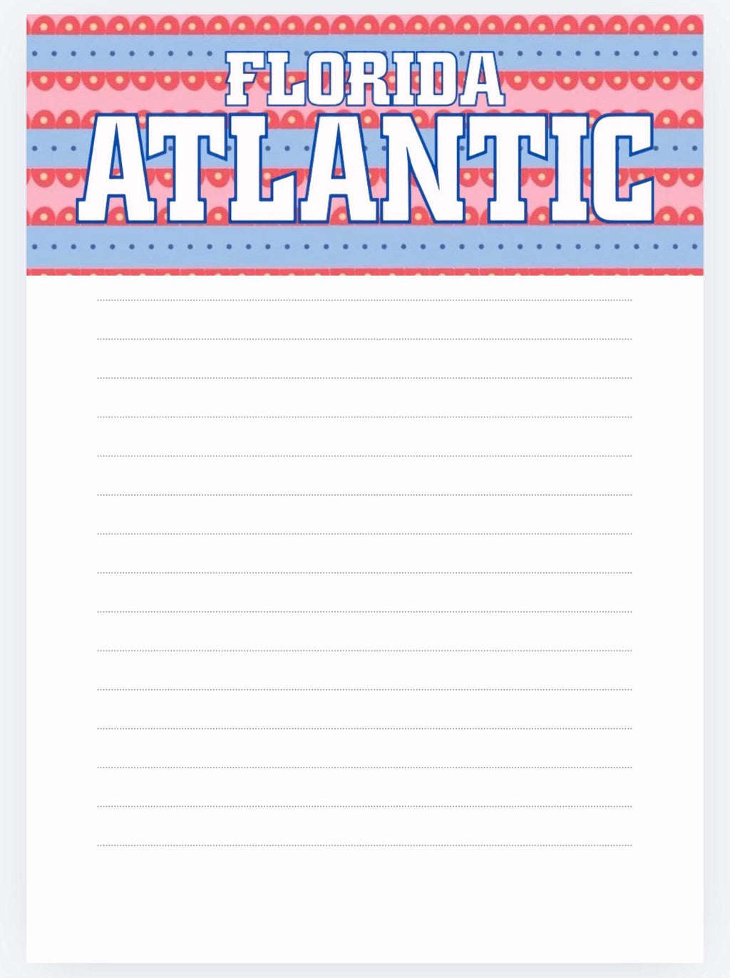 Florida Atlantic Owls Notepad | College Dorm Desk Accessory (5x7)