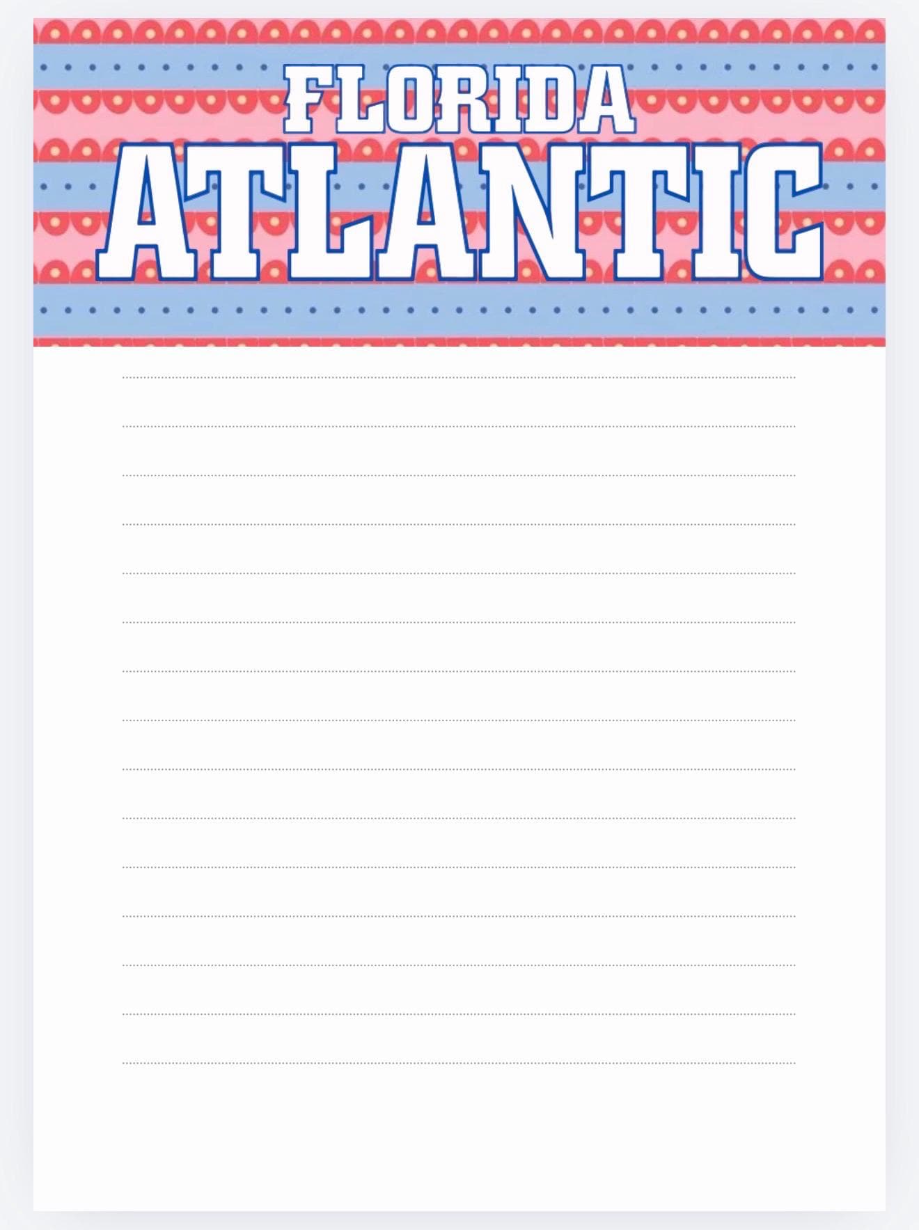 Florida Atlantic Owls Notepad | College Dorm Desk Accessory (5x7)
