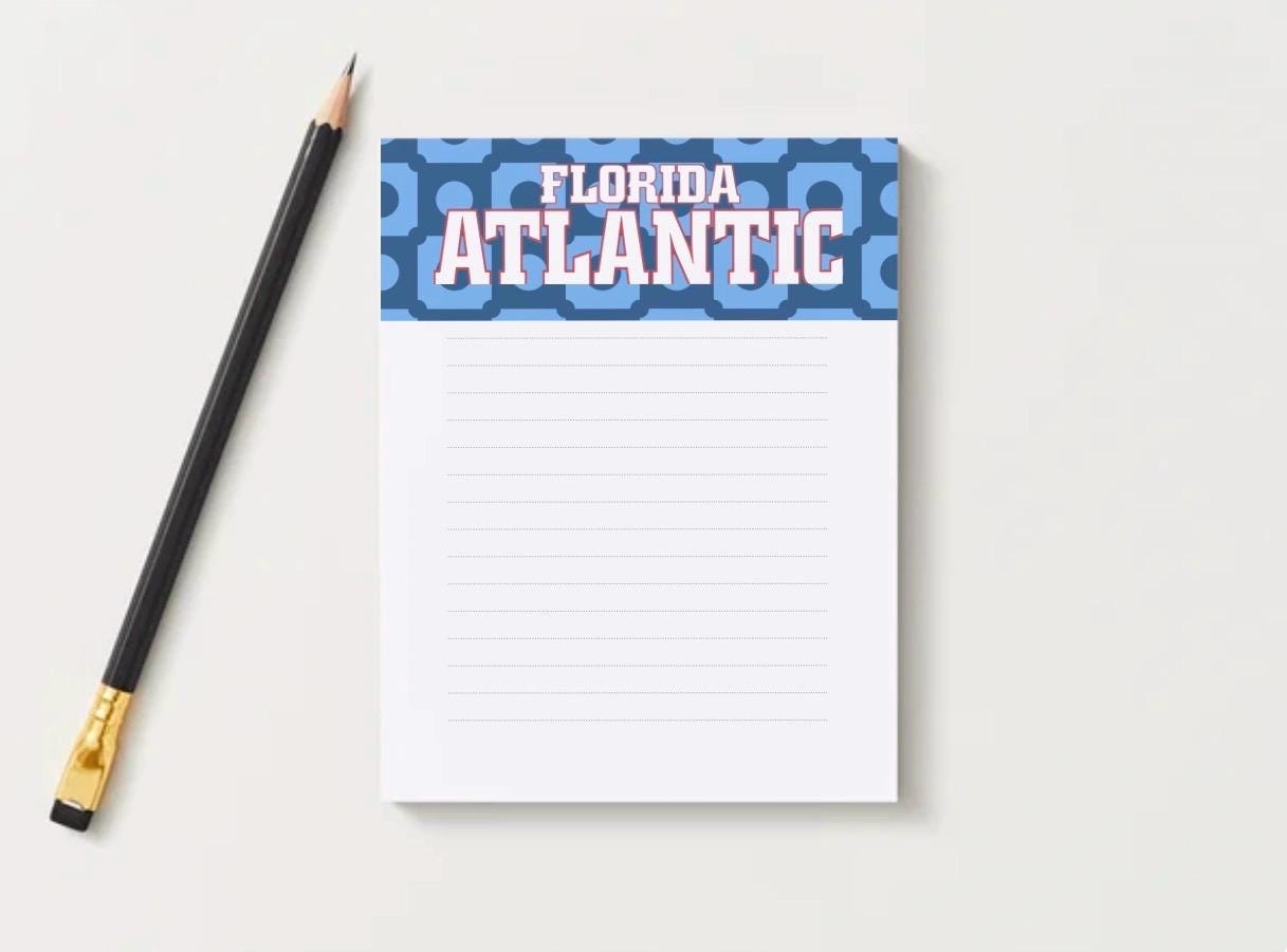 Florida Atlantic Owls Notepad | College Dorm Desk Stationery (5x7)