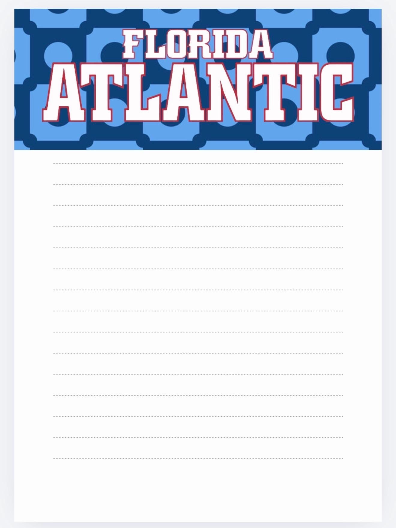 Florida Atlantic Owls Notepad | College Dorm Desk Stationery (5x7)