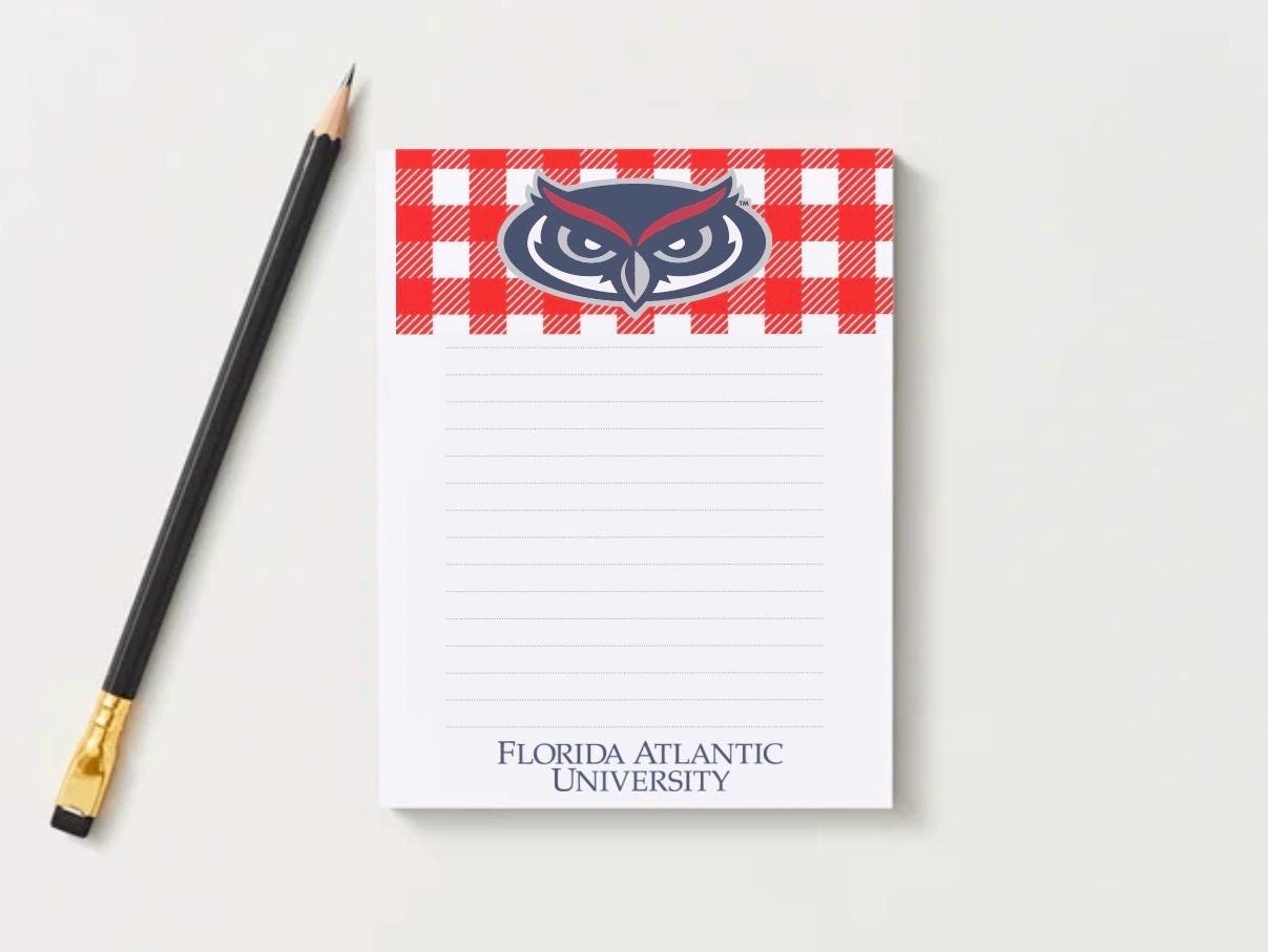 Florida Atlantic University Owls Notepad | College Dorm Desk Stationery (5x7)