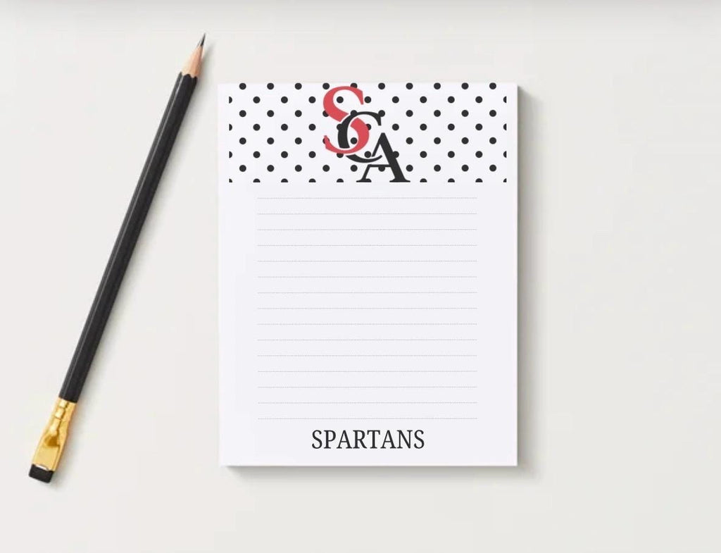 Scintilla Spartans Notepad | 5x7 School Spirit Memo Pad | Collegiate Stationery Desk Pad
