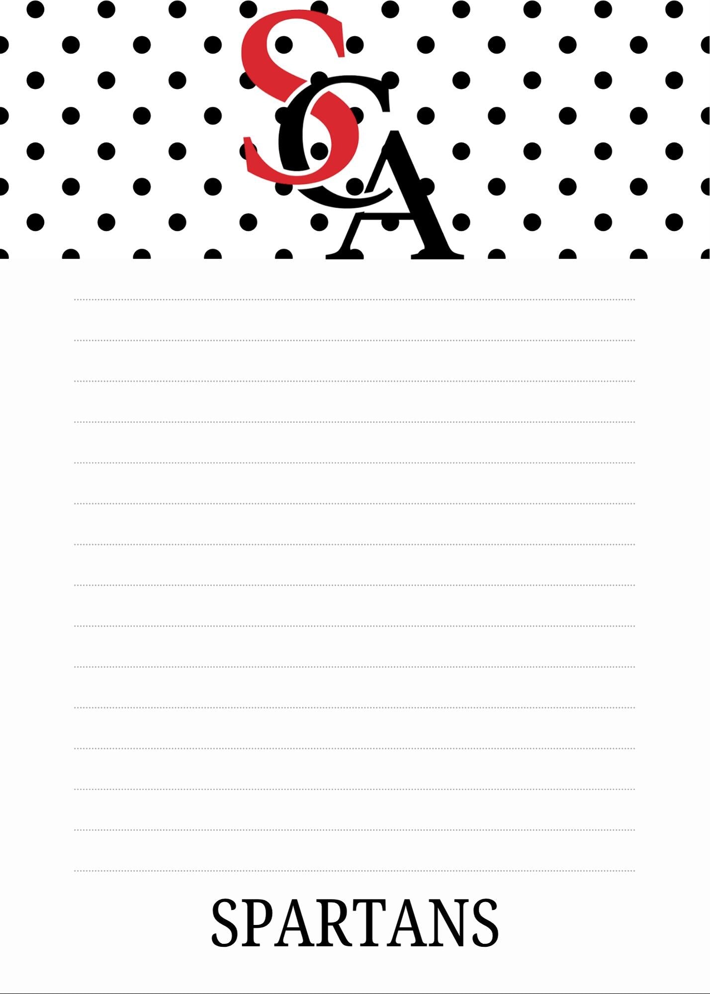 Scintilla Spartans Notepad | 5x7 School Spirit Memo Pad | Collegiate Stationery Desk Pad