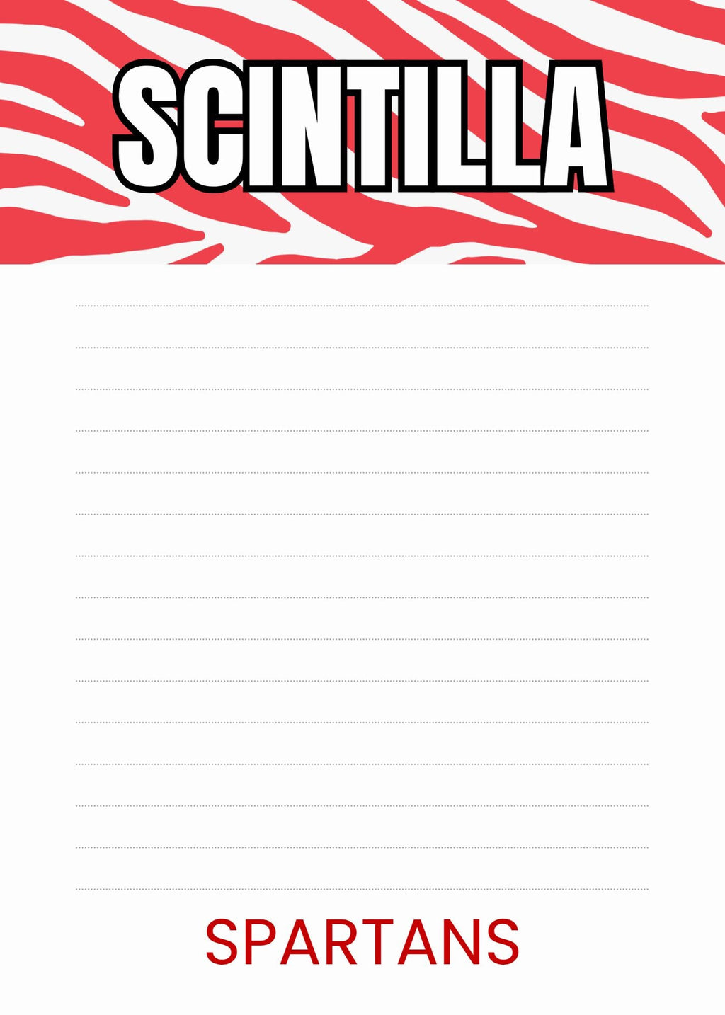 Scintilla Spartans Notepad | 5x7 School Spirit Memo Pad | Teacher Graduation Gift